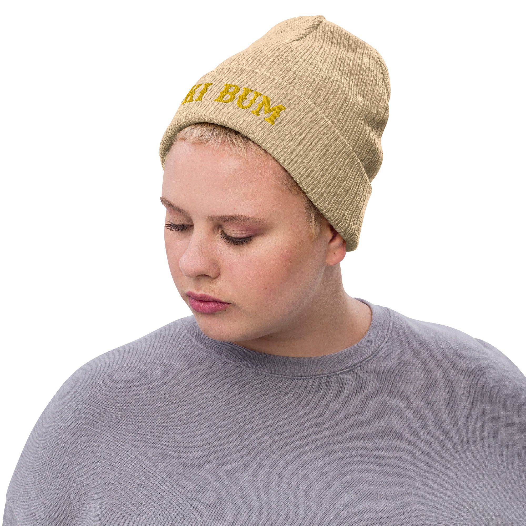 Eco ribbed knit beanie Ski Bum Gold