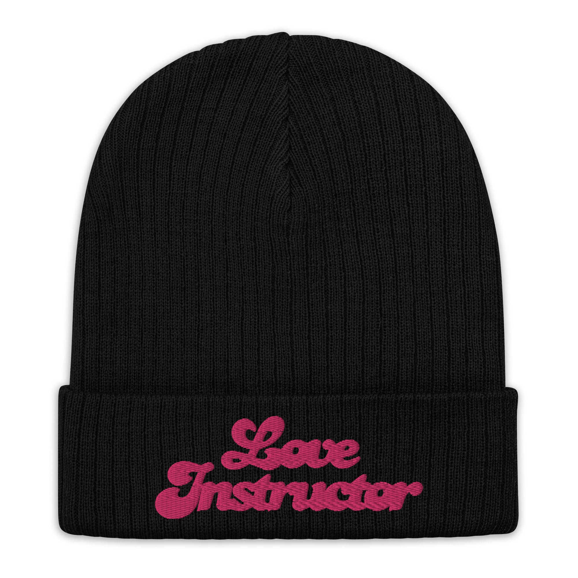 Eco ribbed knit beanie Love Instructor