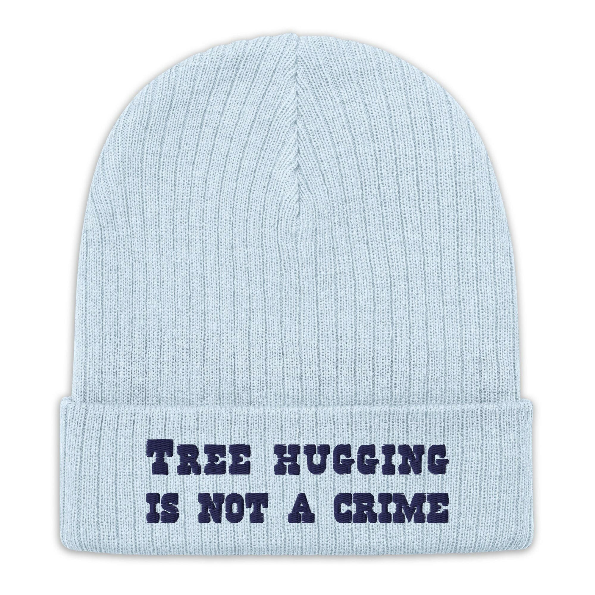 Bonnet éco-responsable en tricot côtelé Tree Hugging is not a crime Navy