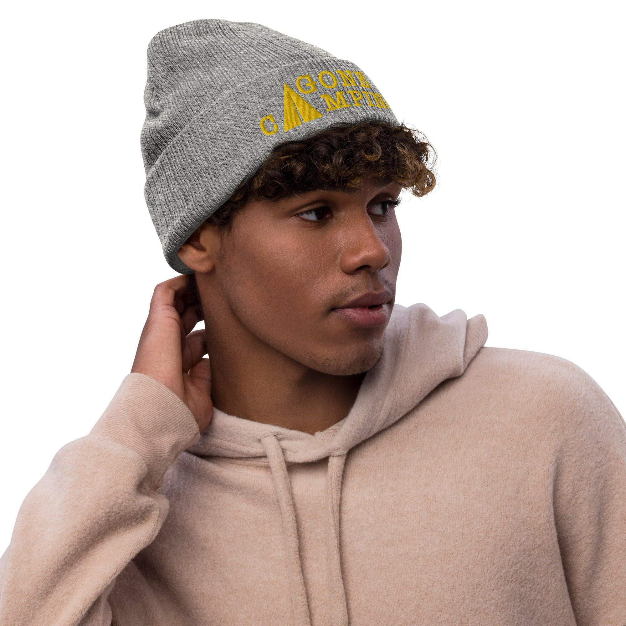 Eco ribbed knit beanie Gone Camping Gold