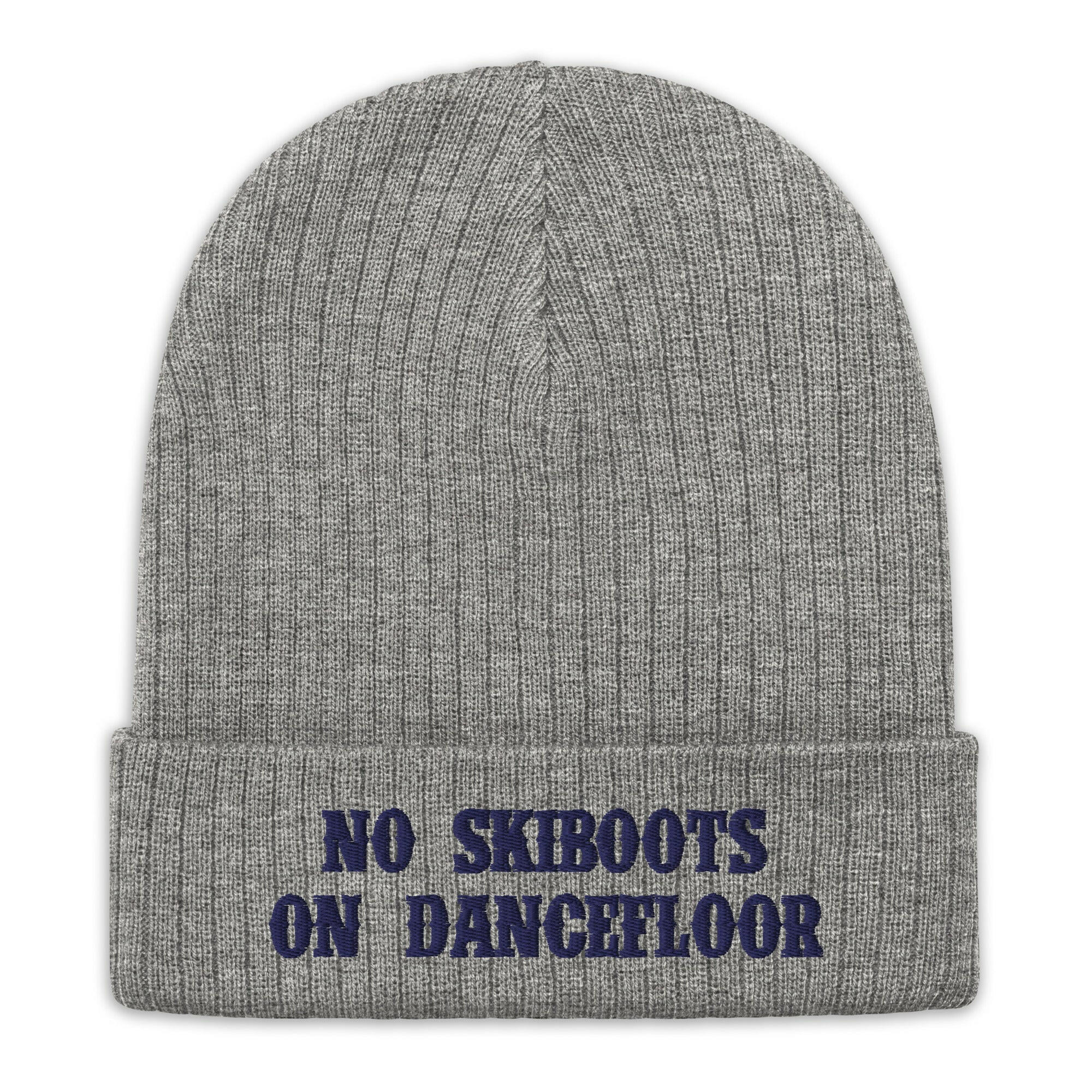 Eco ribbed knit beanie No Skiboots on Dancefloor Navy