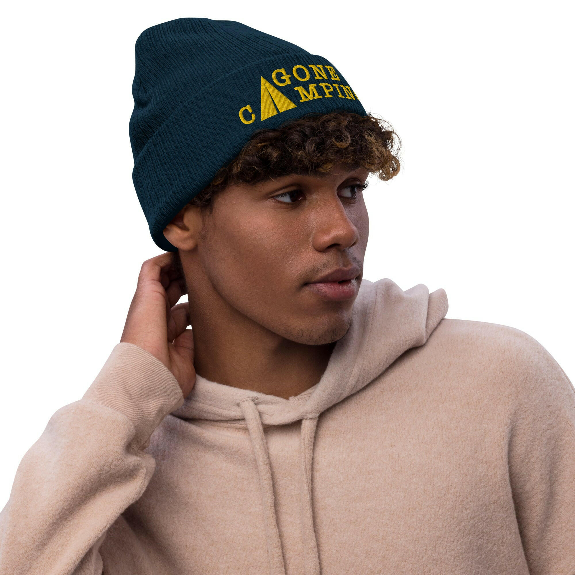 Eco ribbed knit beanie Gone Camping Gold