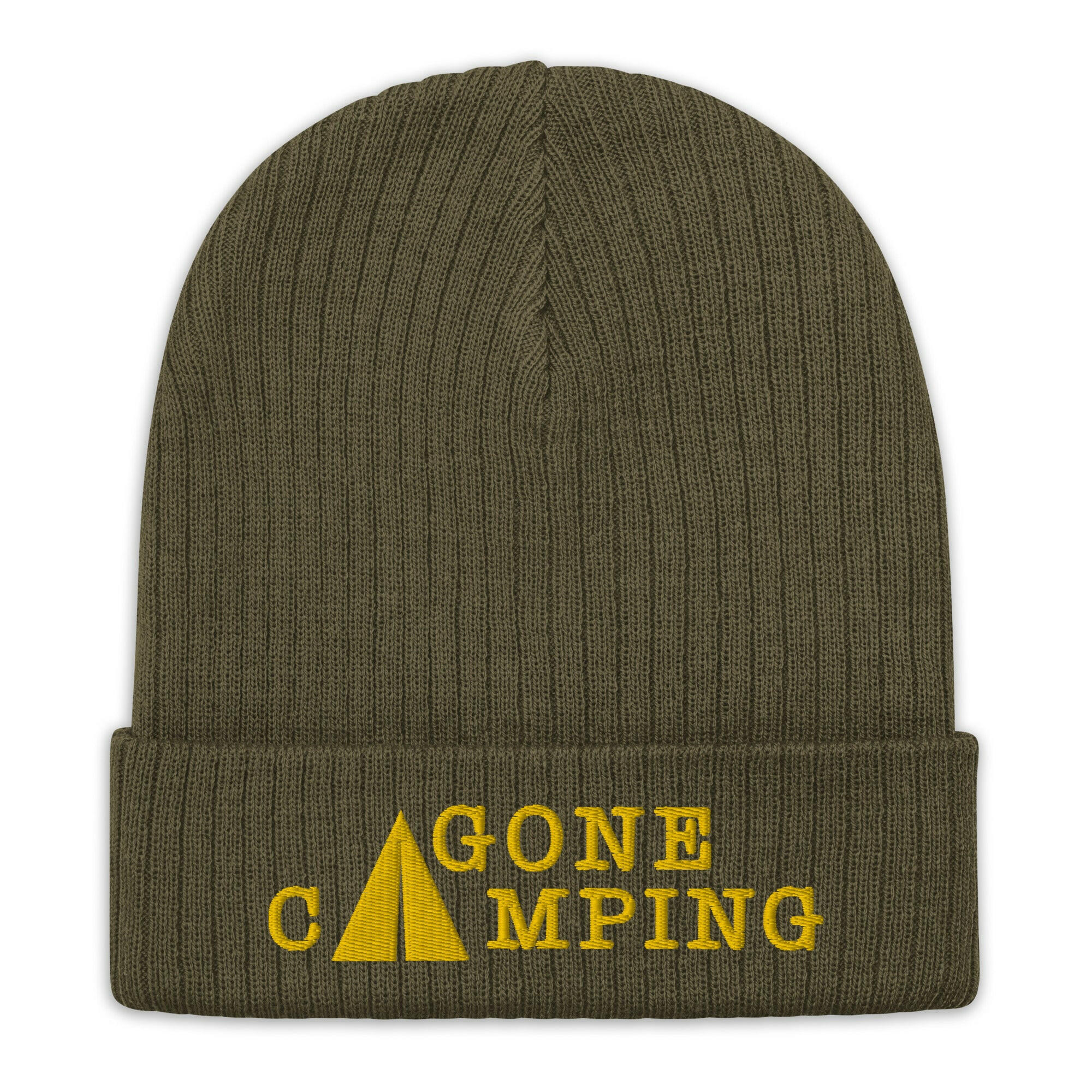 Eco ribbed knit beanie Gone Camping Gold