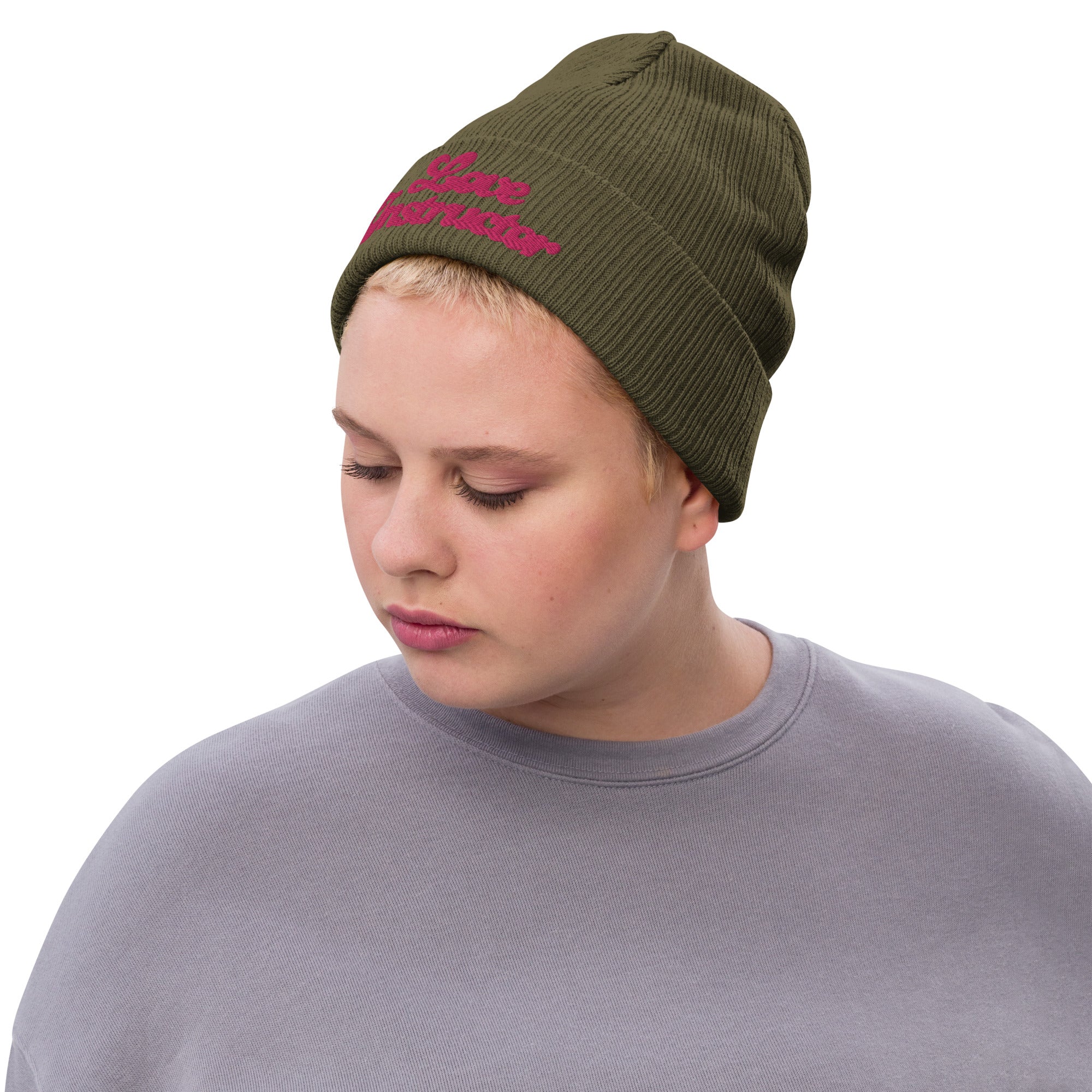 Eco ribbed knit beanie Love Instructor