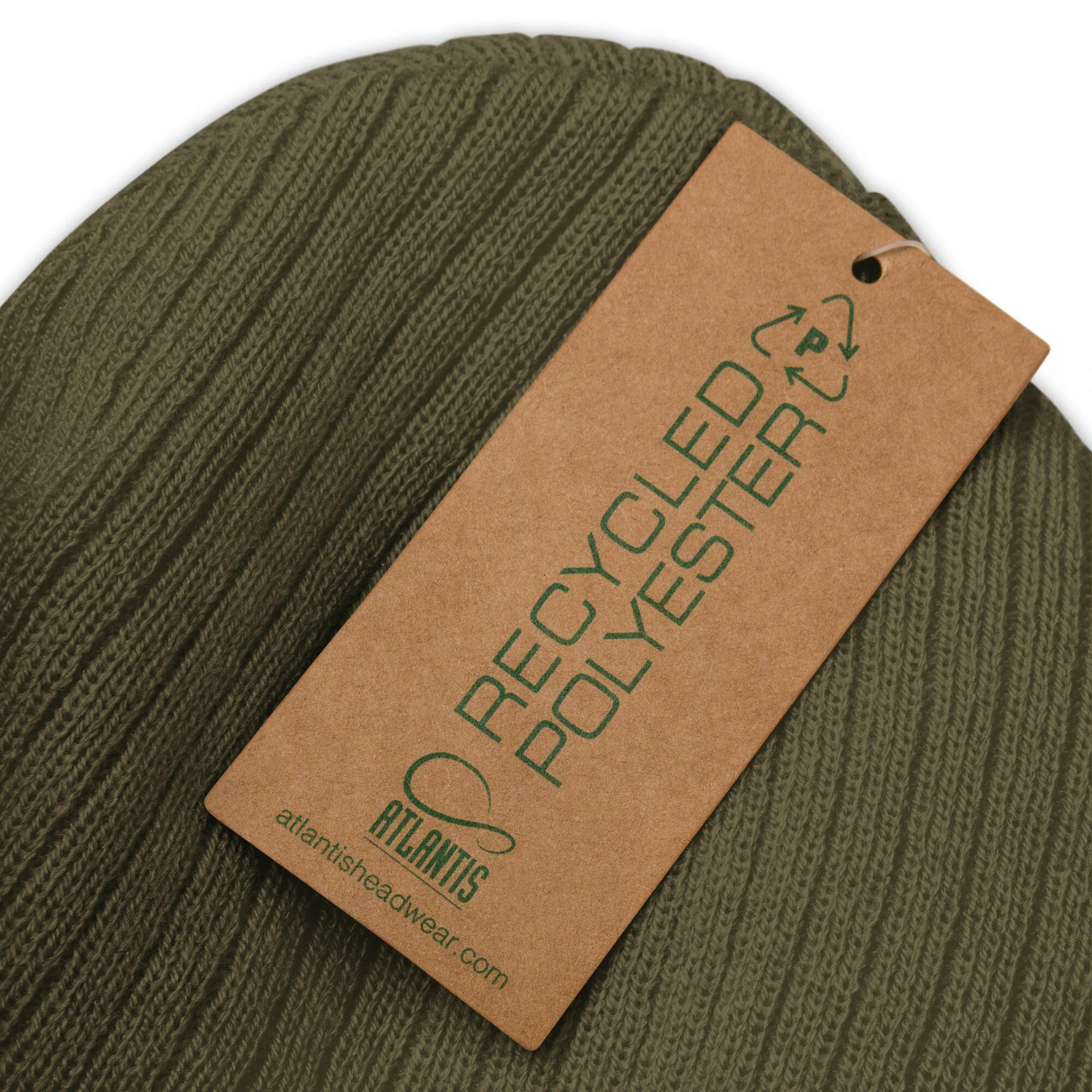 Eco ribbed knit beanie Tree Hugging is not a crime White/Gold