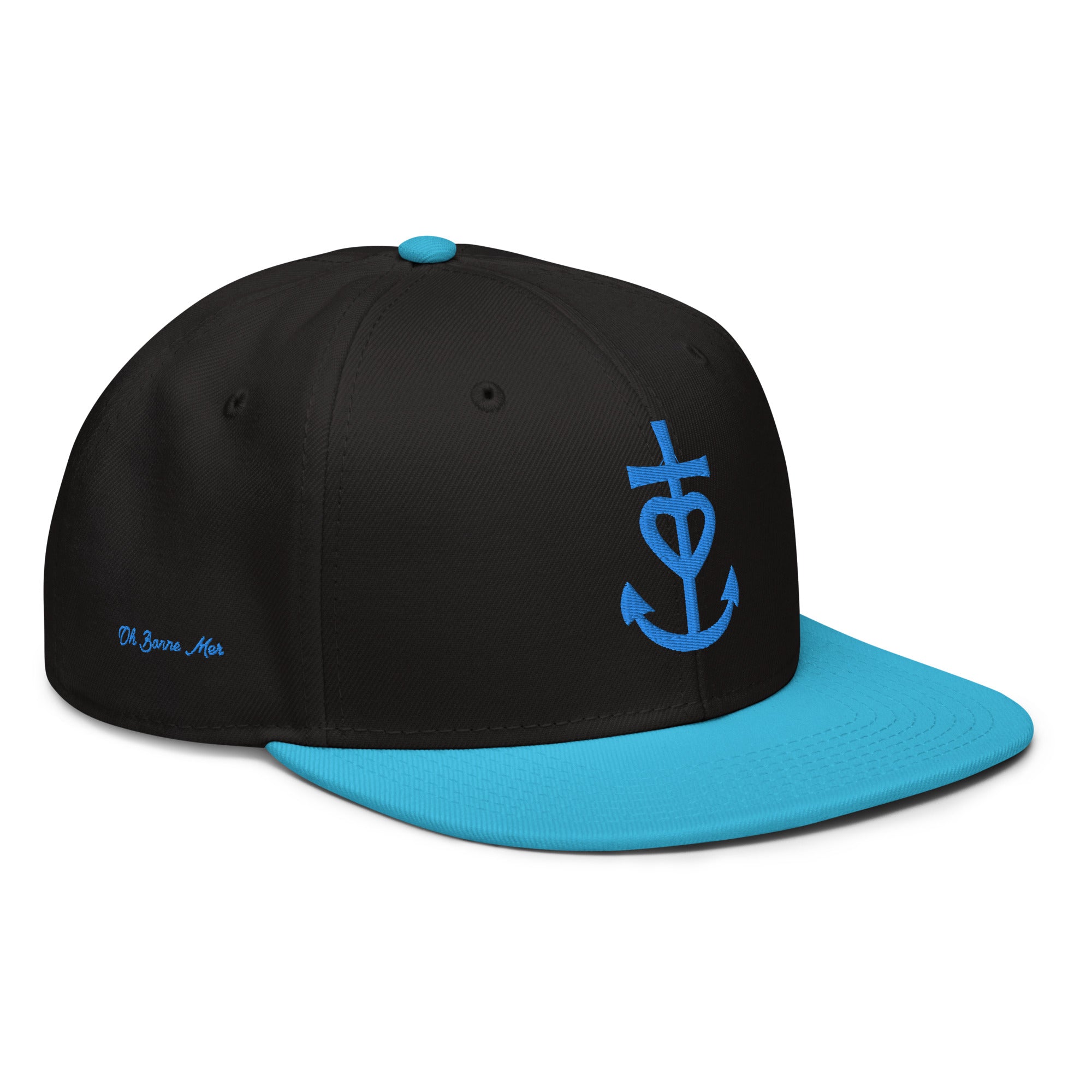 Casquette Snapback Otto Cap bicolore Croix de Camargue Oh Bonne Mer brodé Aqua sur 3 côtés