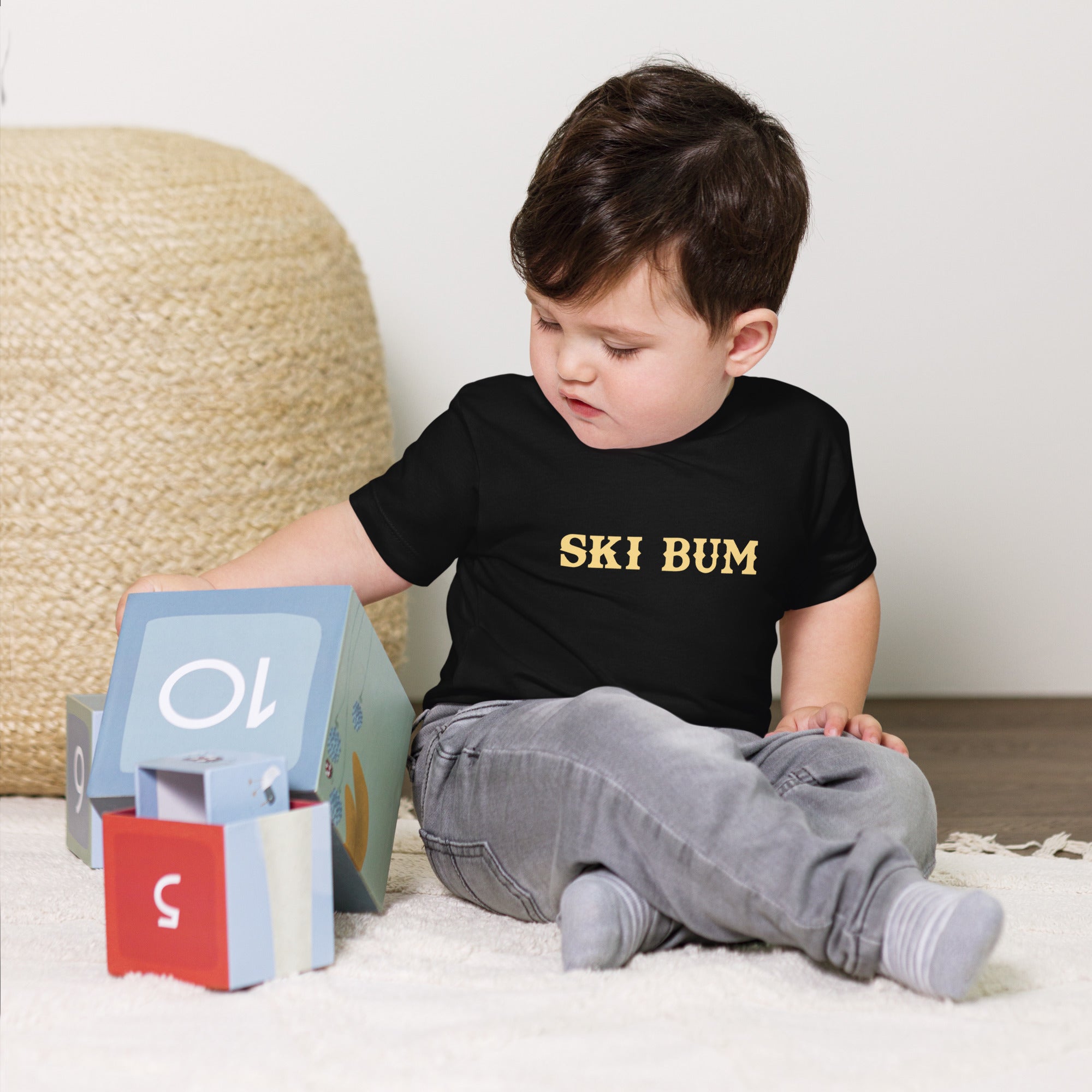 T-shirt pour enfant en bas âge Ski Bum sur fond noir