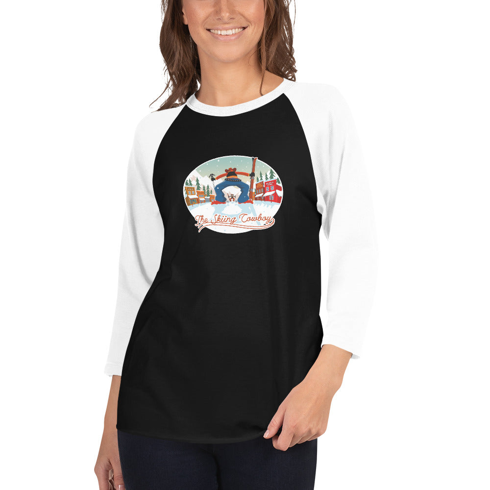 3/4 sleeve raglan t-shirt Ski Fight at OK Corral