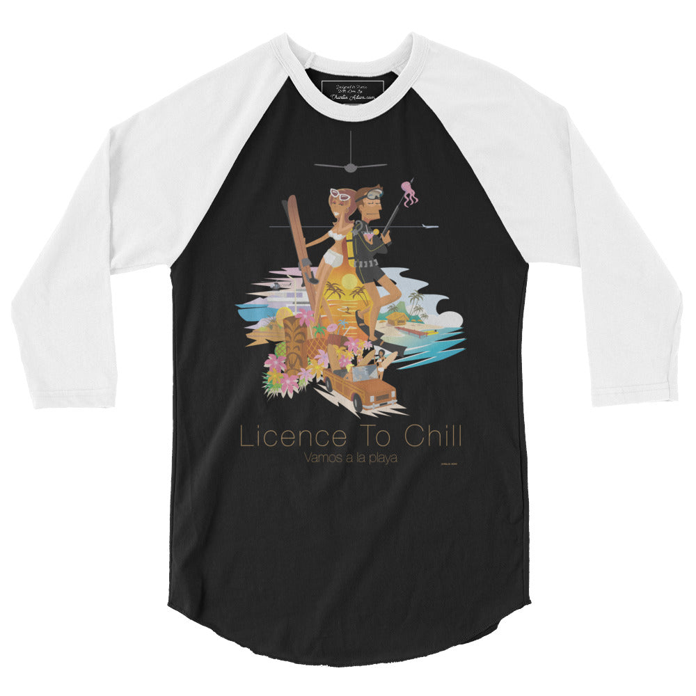 3/4 sleeve raglan t-shirt License to Chill Vamos a la Playa