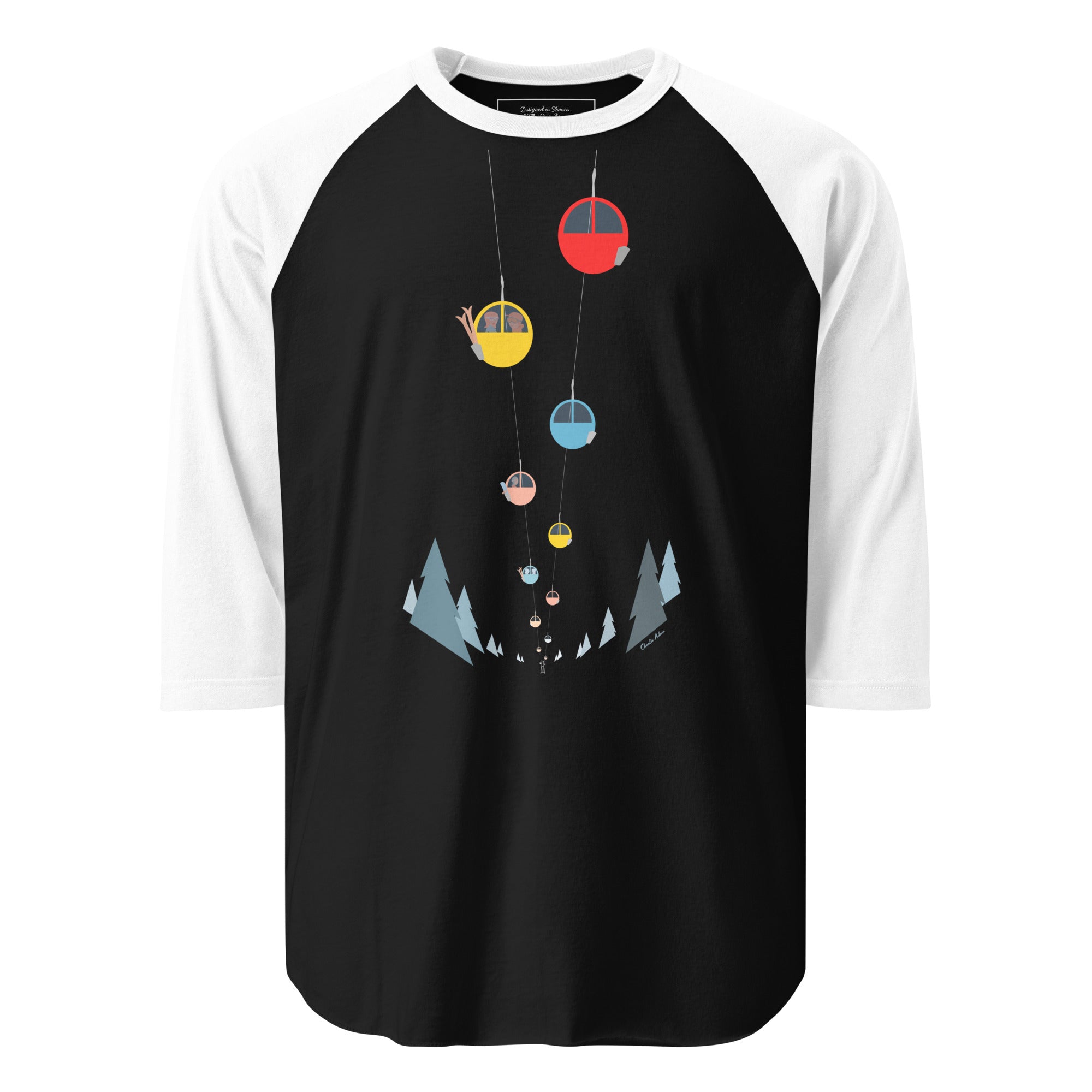 3/4 sleeve raglan t-shirt Gondolas in the mist