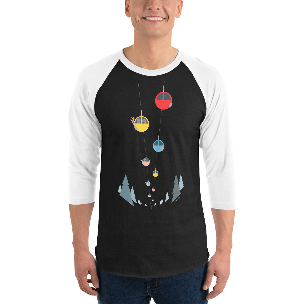 3/4 sleeve raglan t-shirt Gondolas in the mist