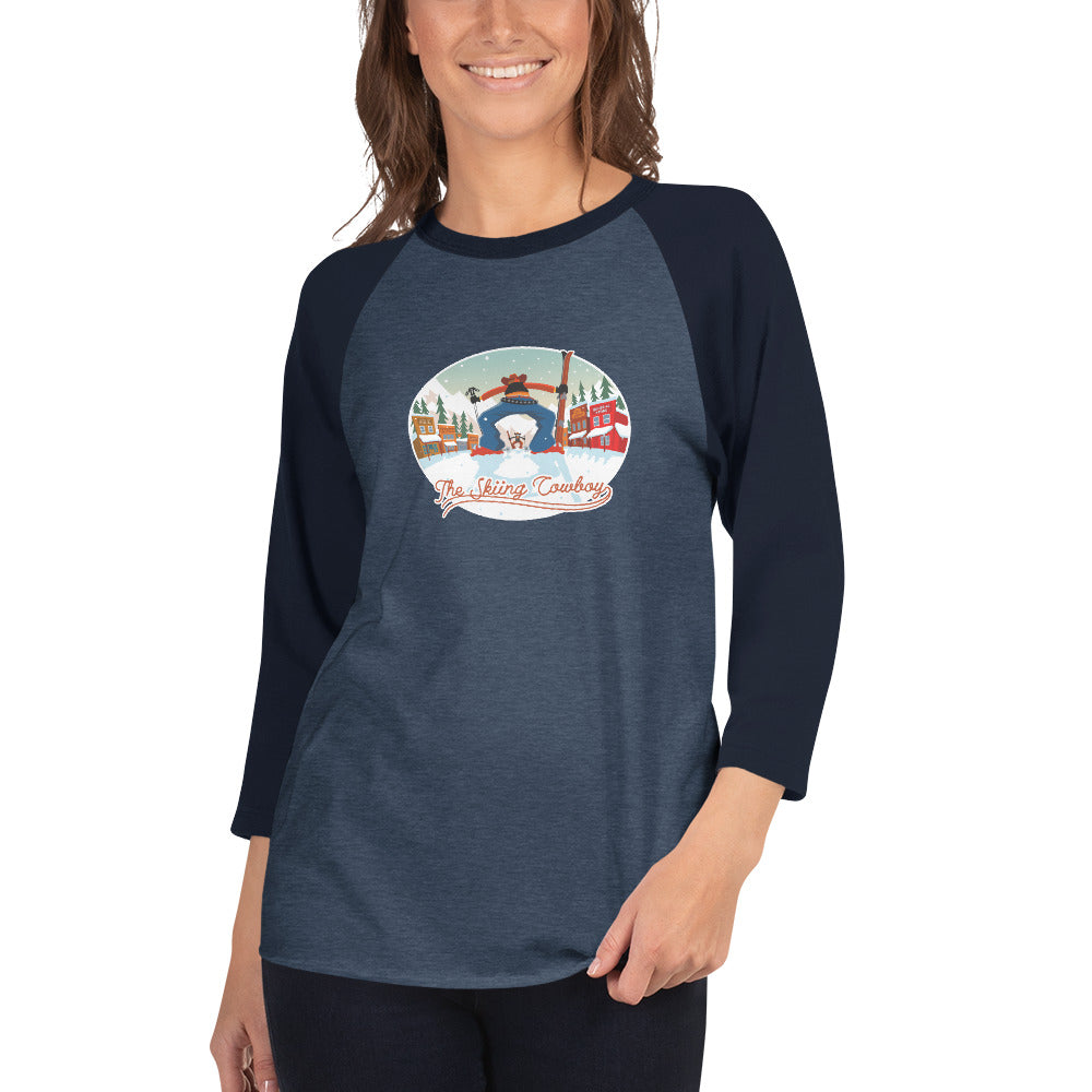 3/4 sleeve raglan t-shirt Ski Fight at OK Corral