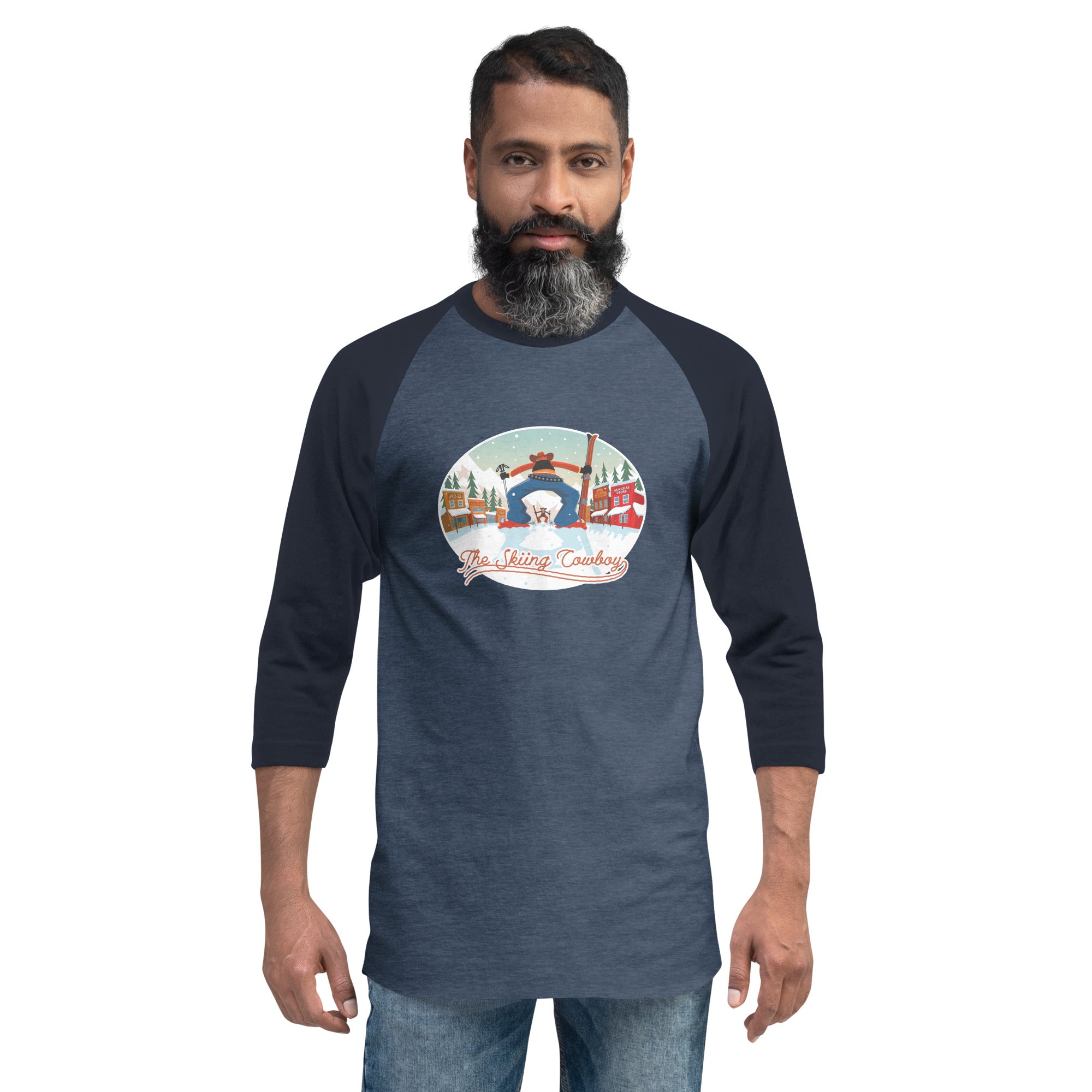 3/4 sleeve raglan t-shirt Ski Fight at OK Corral