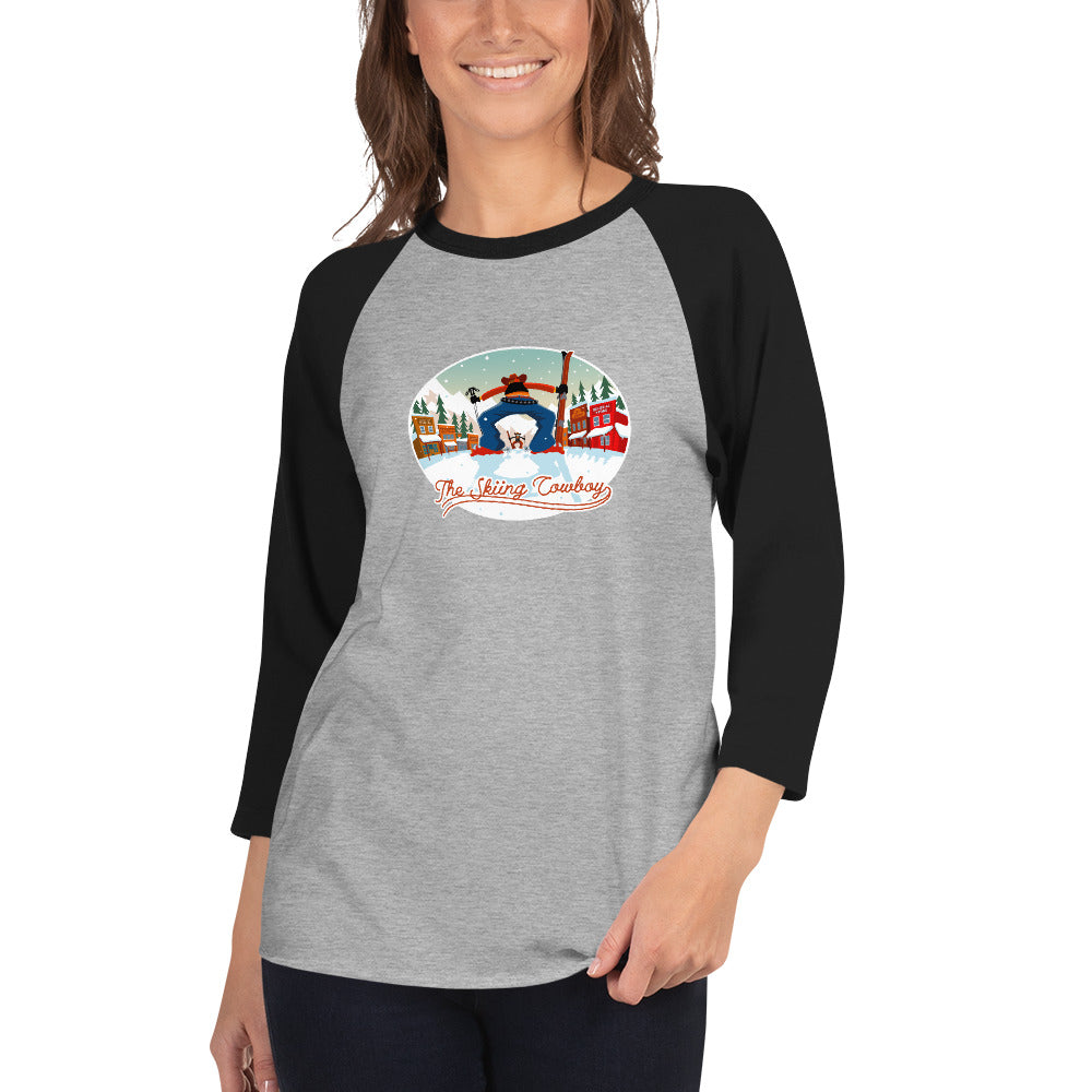 3/4 sleeve raglan t-shirt Ski Fight at OK Corral