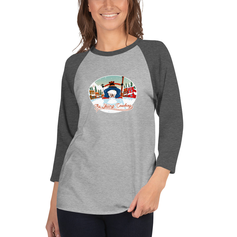 3/4 sleeve raglan t-shirt Ski Fight at OK Corral