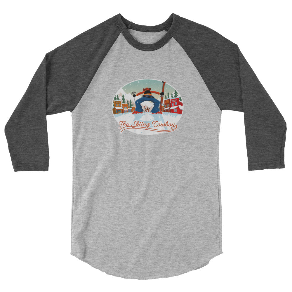 3/4 sleeve raglan t-shirt Ski Fight at OK Corral