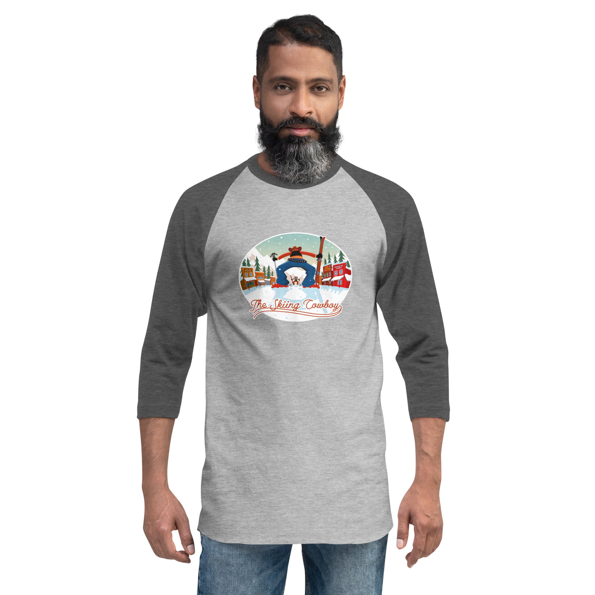 3/4 sleeve raglan t-shirt Ski Fight at OK Corral