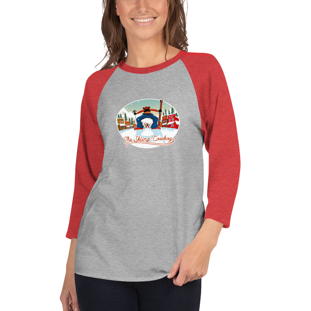 3/4 sleeve raglan t-shirt Ski Fight at OK Corral