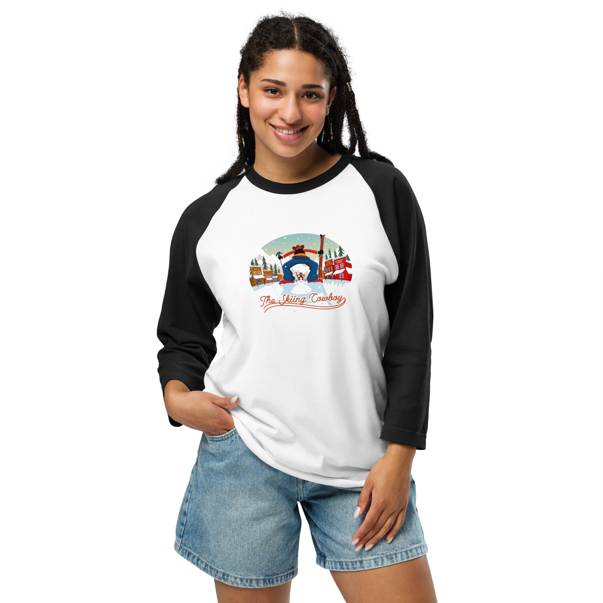 3/4 sleeve raglan t-shirt Ski Fight at OK Corral