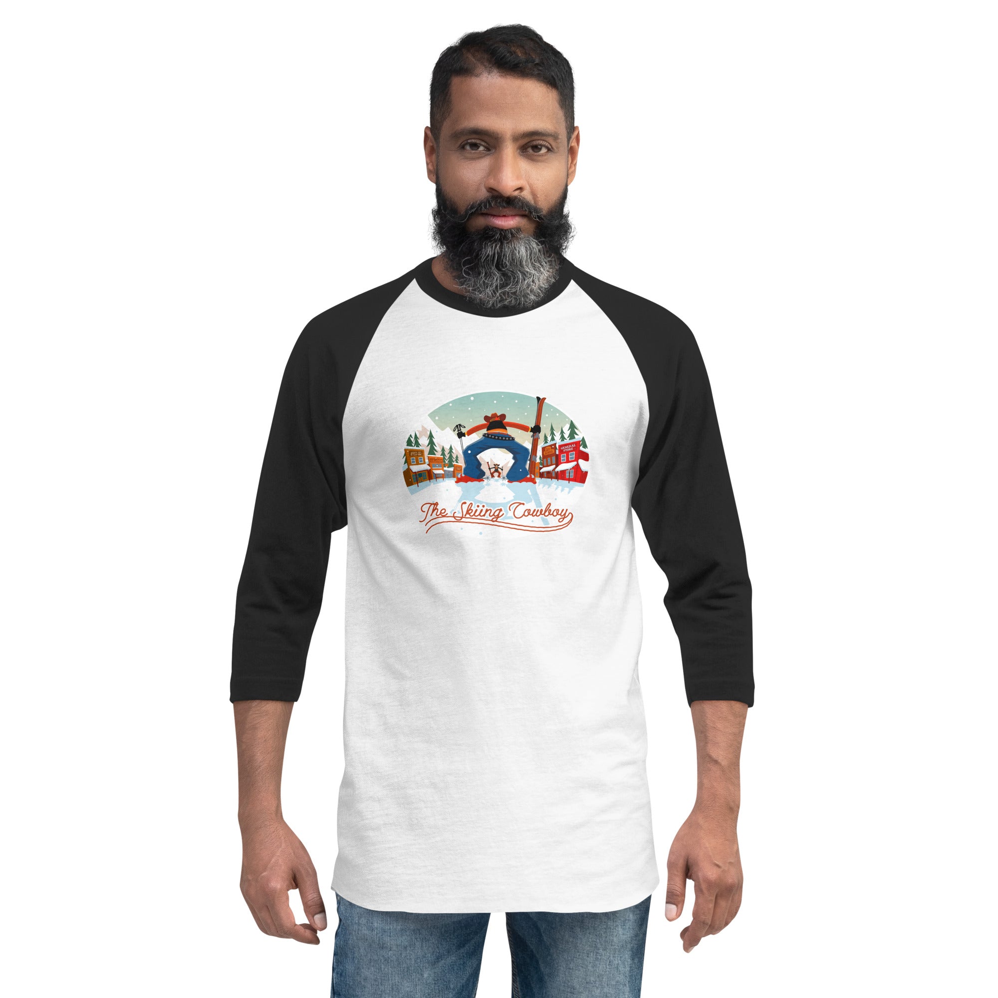 3/4 sleeve raglan t-shirt Ski Fight at OK Corral