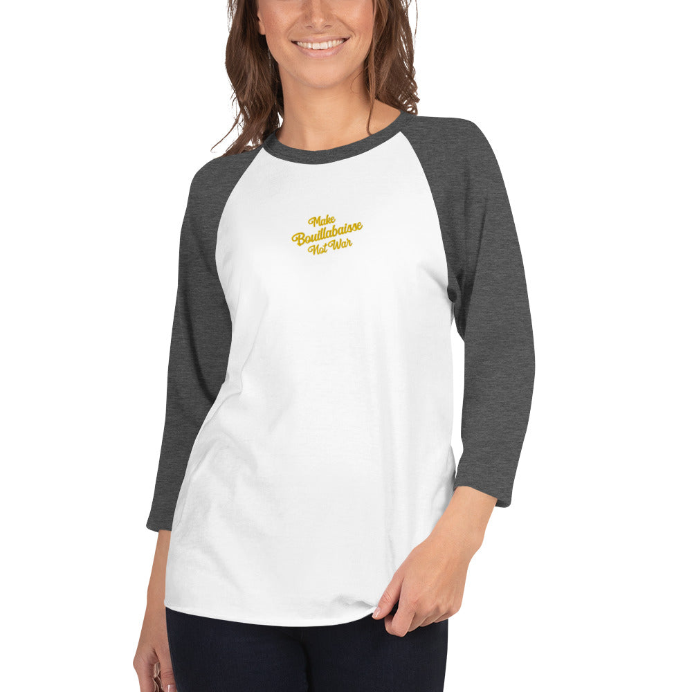 T-shirt à manches Raglan 3/4 Make Bouillabaisse Not War brodé gold