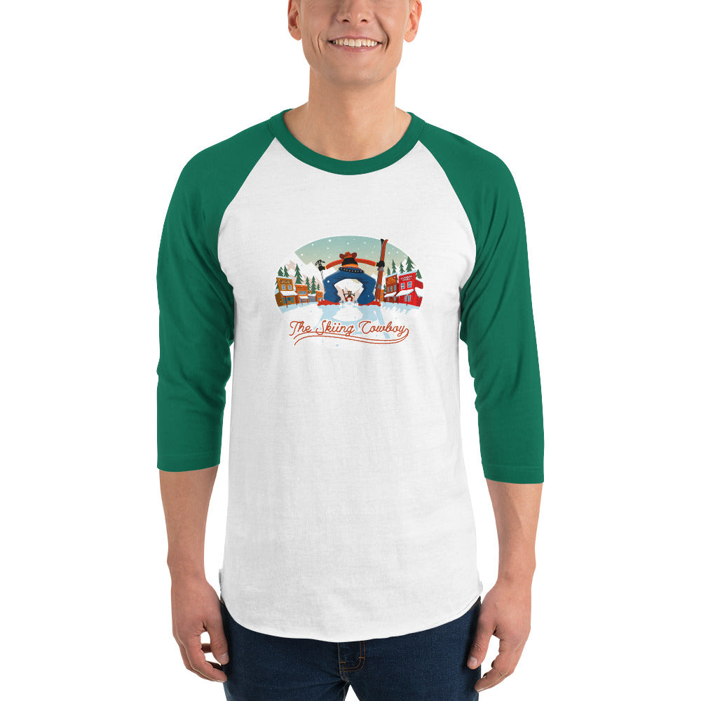 3/4 sleeve raglan t-shirt Ski Fight at OK Corral