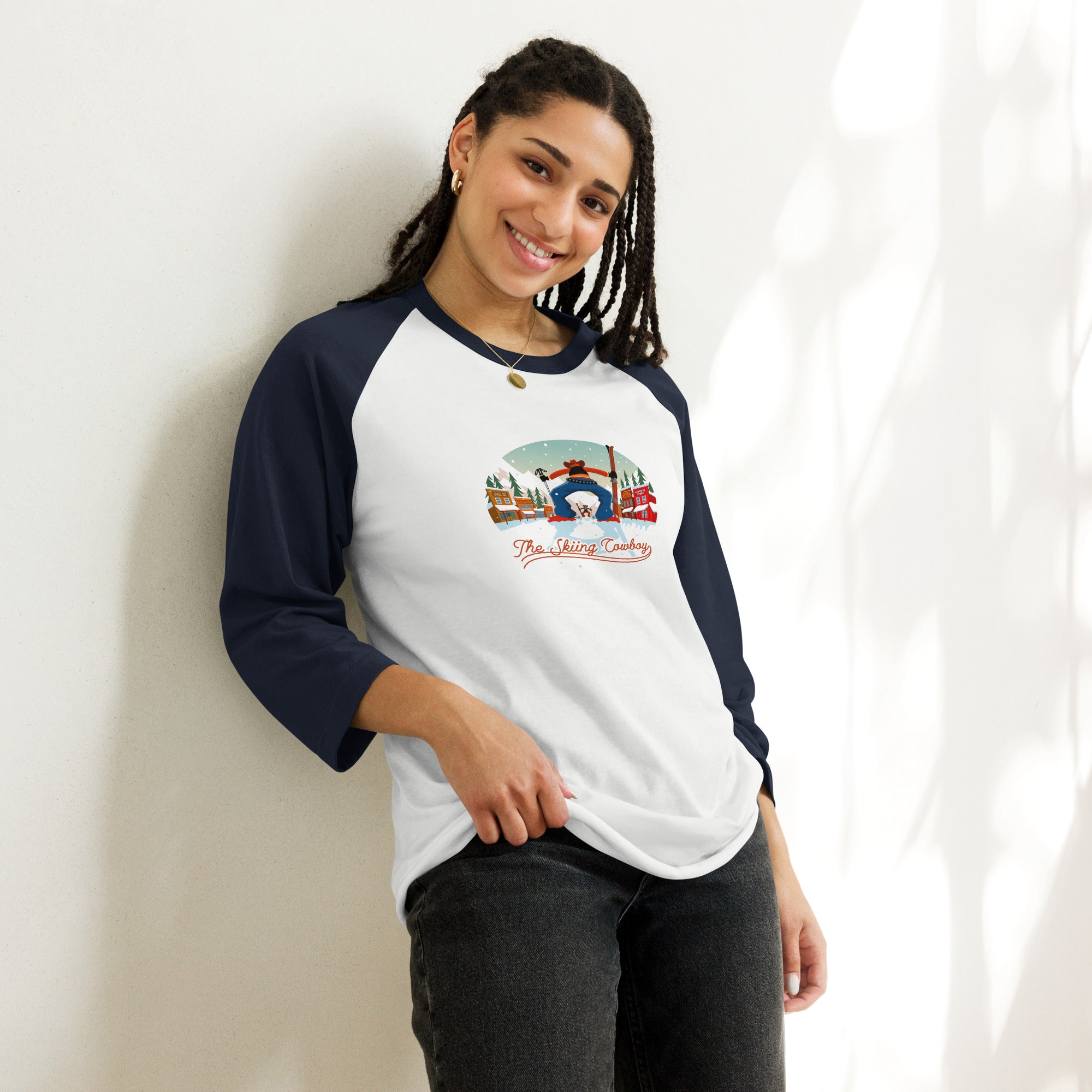 3/4 sleeve raglan t-shirt Ski Fight at OK Corral