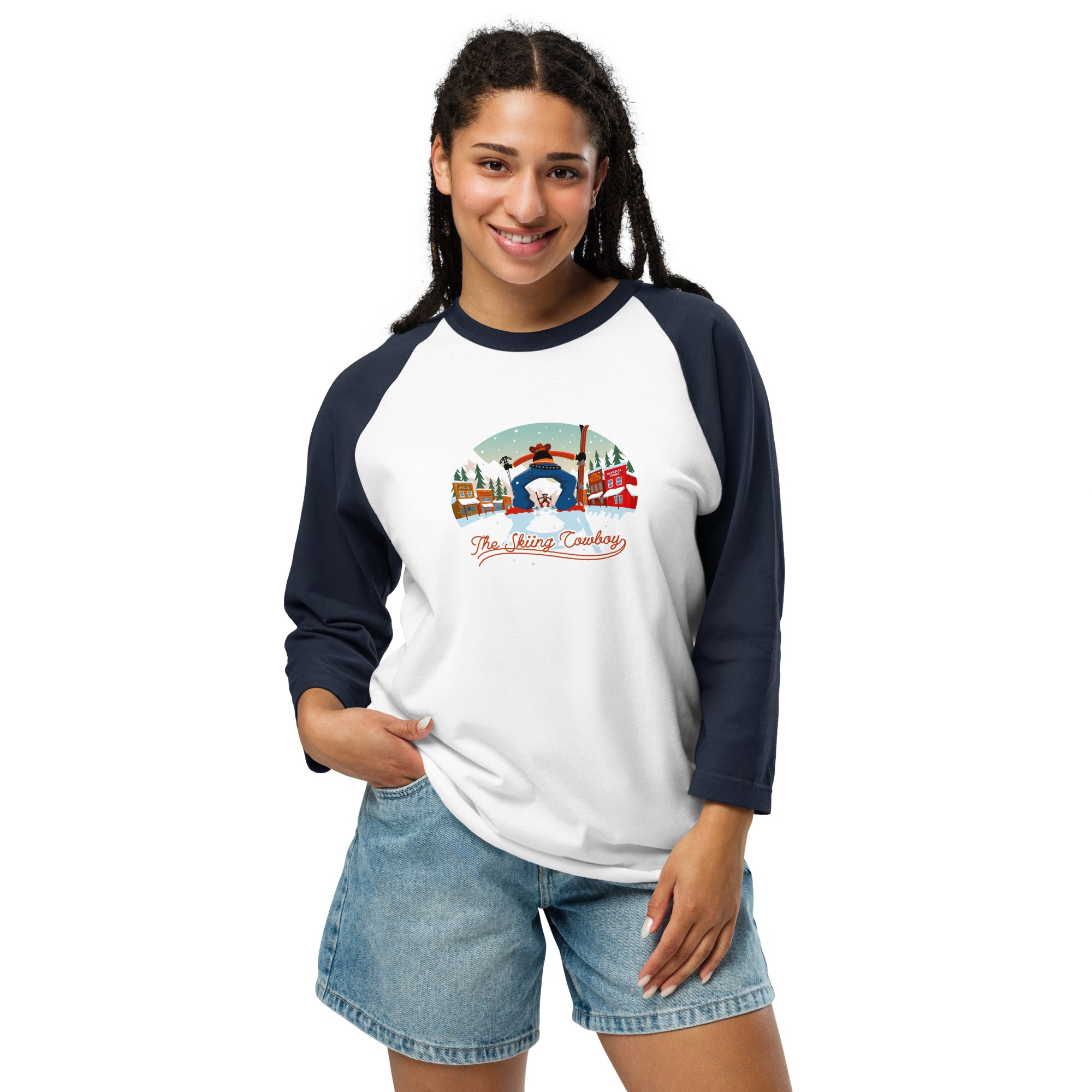 3/4 sleeve raglan t-shirt Ski Fight at OK Corral