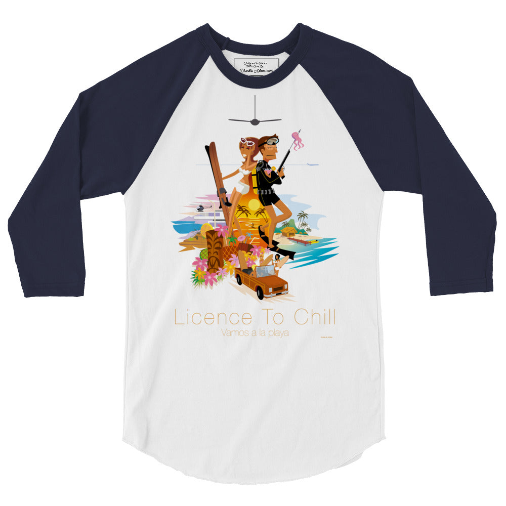 3/4 sleeve raglan t-shirt License to Chill Vamos a la Playa