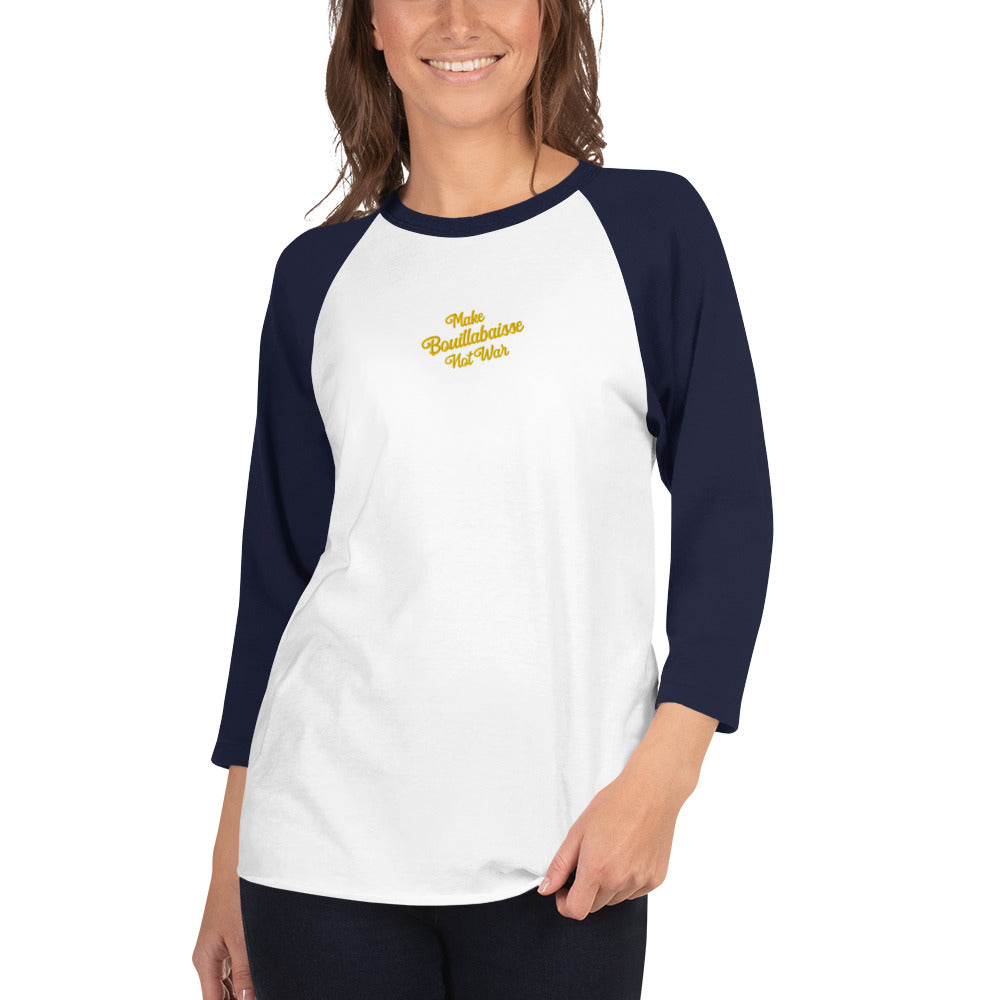 T-shirt à manches Raglan 3/4 Make Bouillabaisse Not War brodé gold