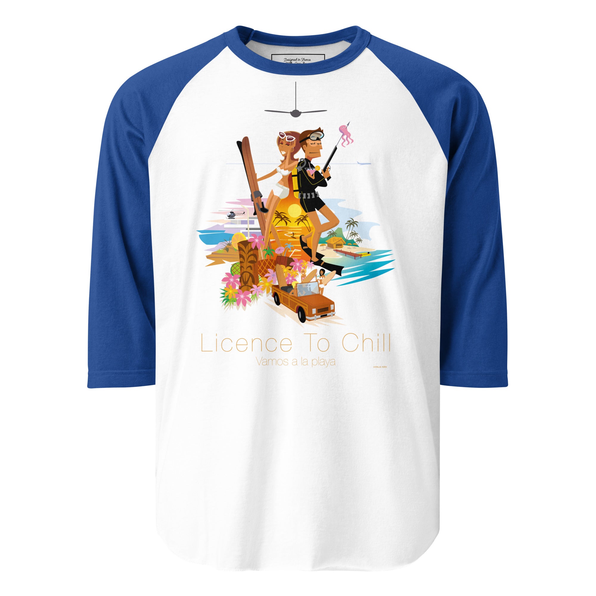 3/4 sleeve raglan t-shirt License to Chill Vamos a la Playa