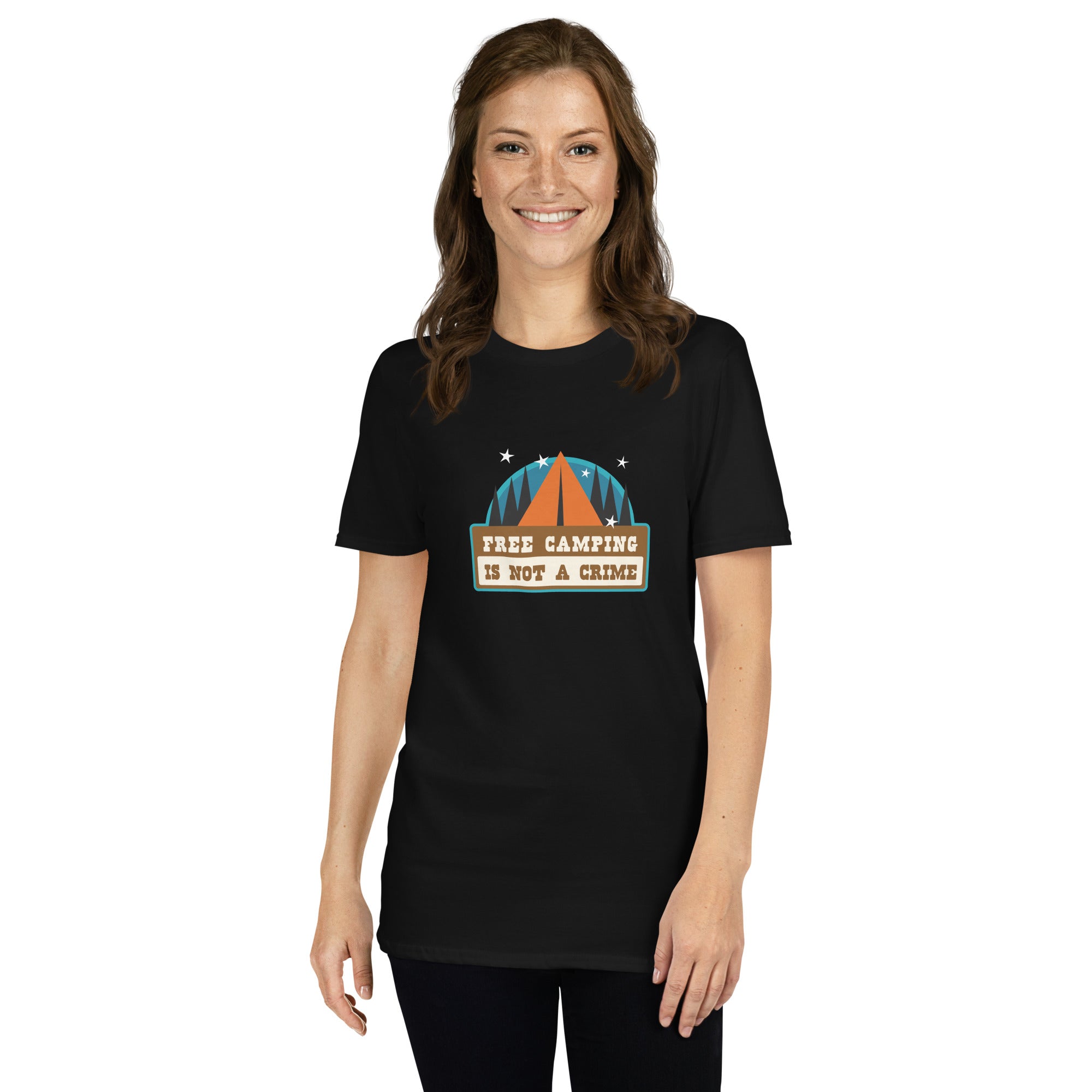 Softstyle Cotton T-Shirt Free camping is not a crime graphic