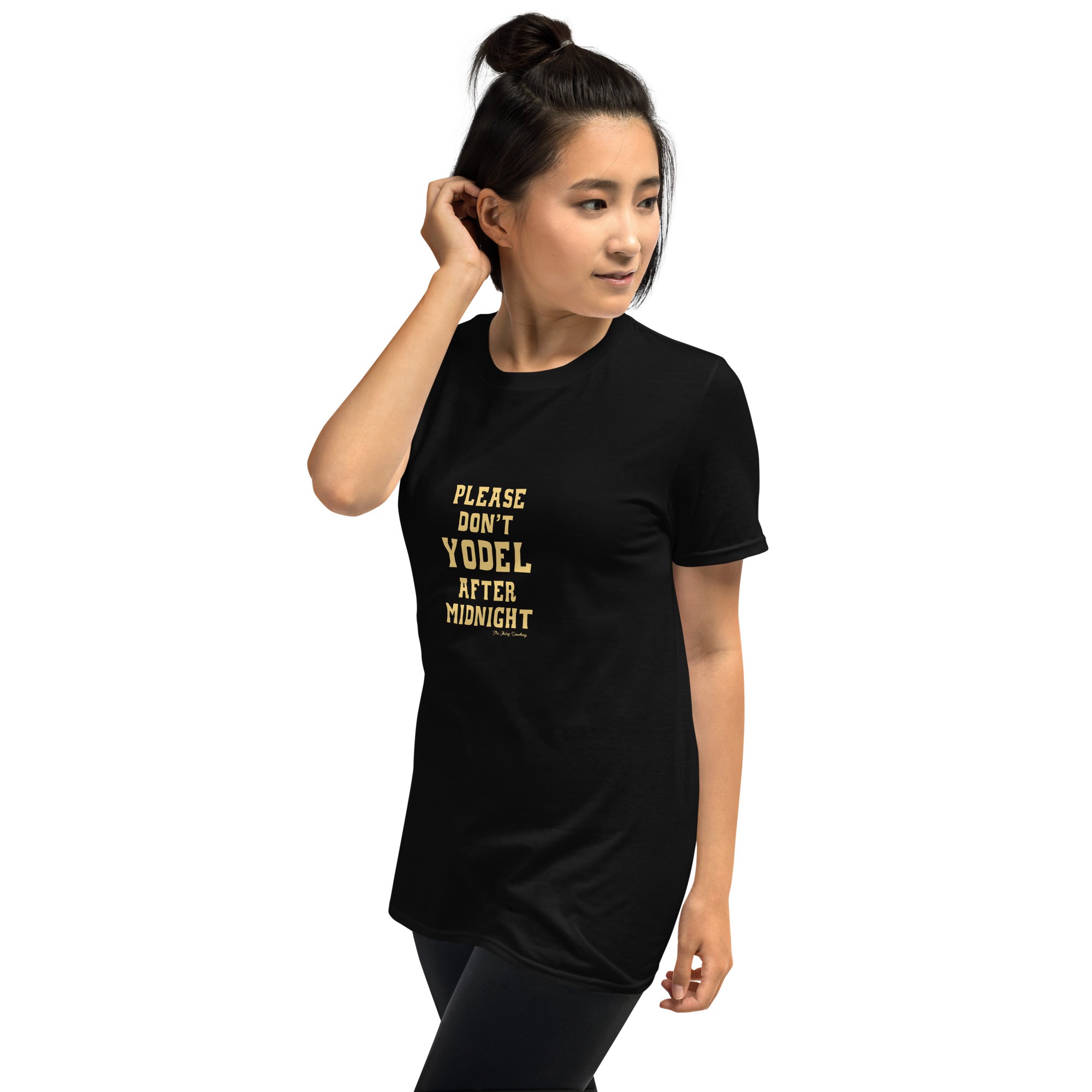 Softstyle Cotton T-Shirt Don't Yodel After Midnight on dark colors