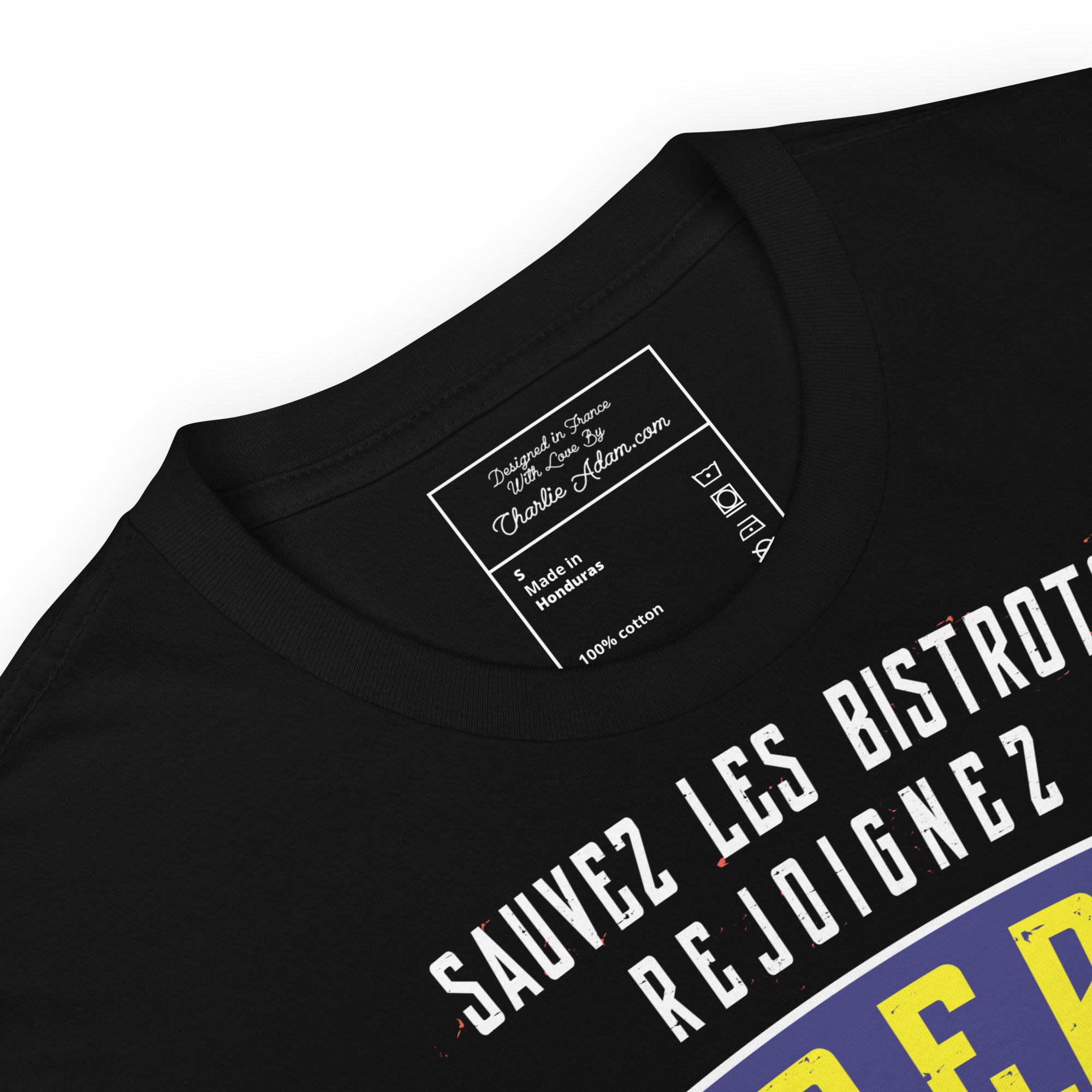 T-shirt softstyle en coton Sauvez les Bistrots, rejoignez l'Apéro sur couleurs foncées