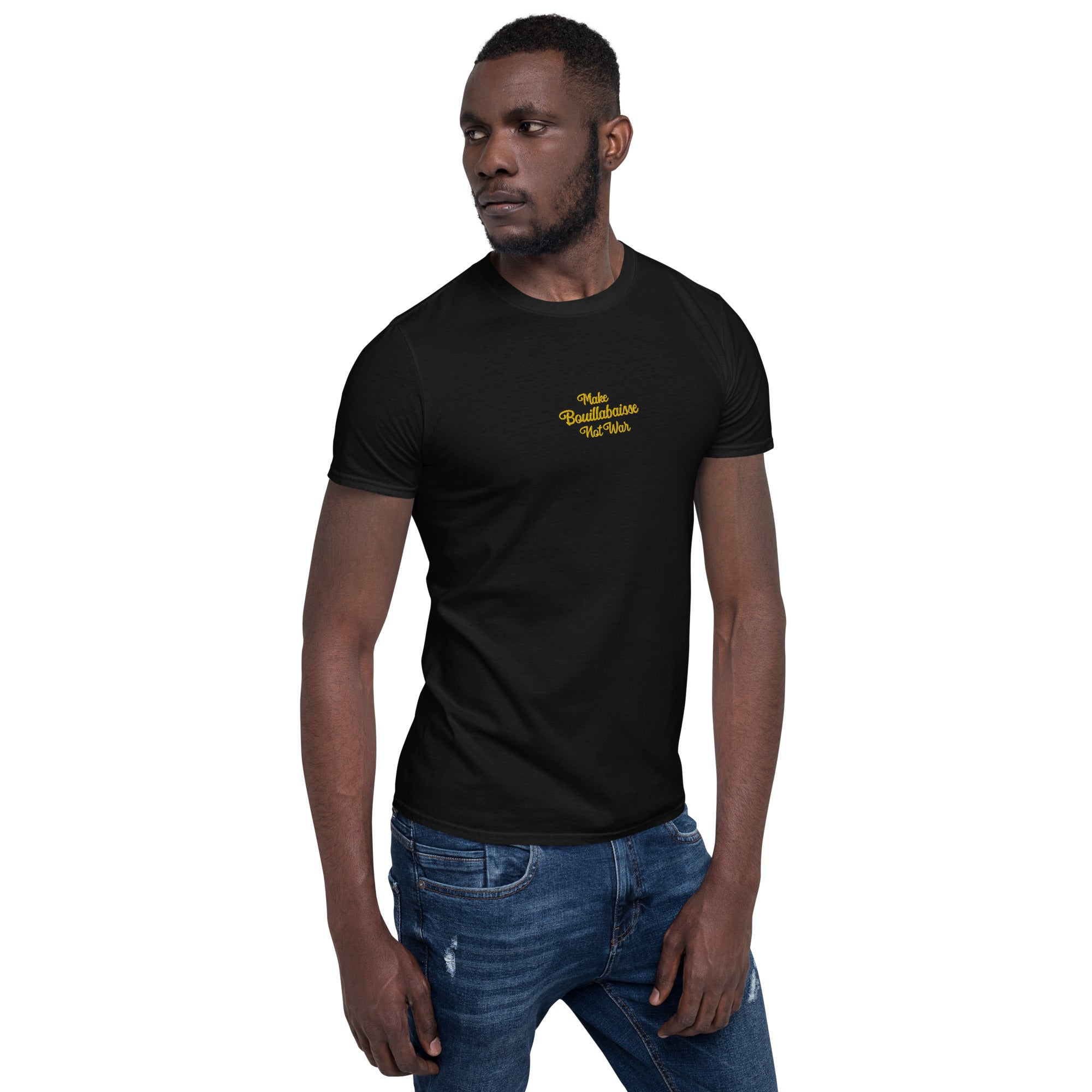 T-shirt softstyle en coton Make Bouillabaisse Not War brodé