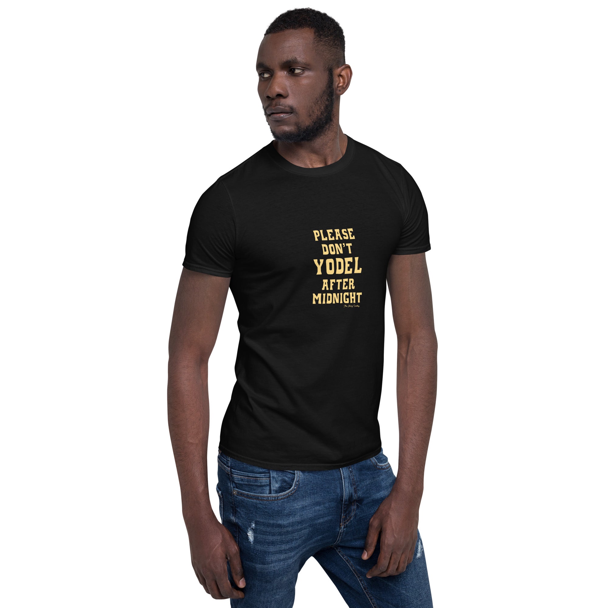 T-shirt softstyle en coton Don't Yodel After Midnight sur fond sombre