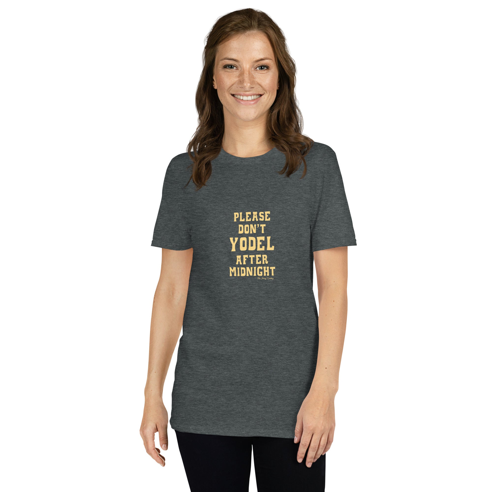 Softstyle Cotton T-Shirt Don't Yodel After Midnight on dark colors