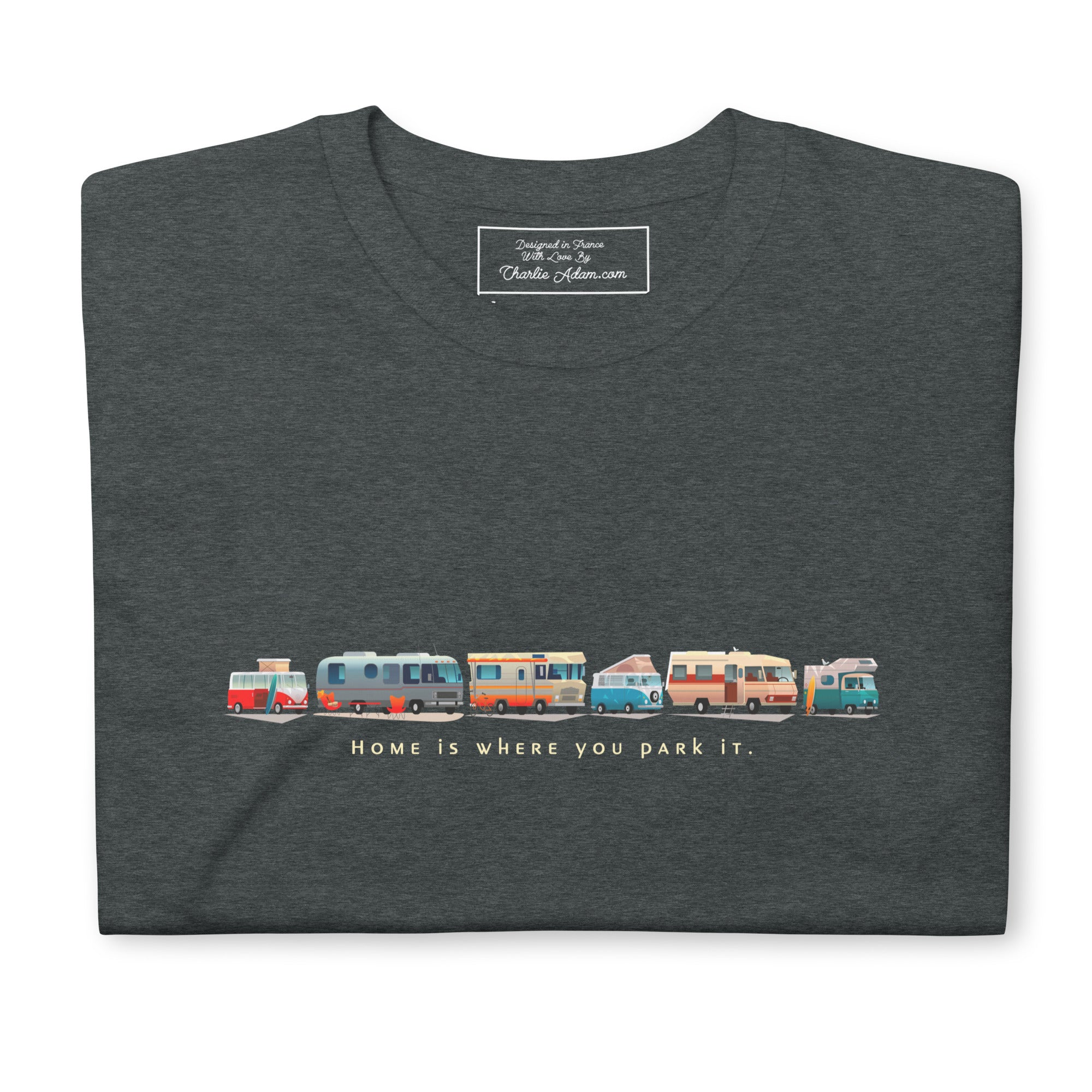 T-shirt softstyle en coton Vintage Campers: Home is where you park it sur couleurs foncées