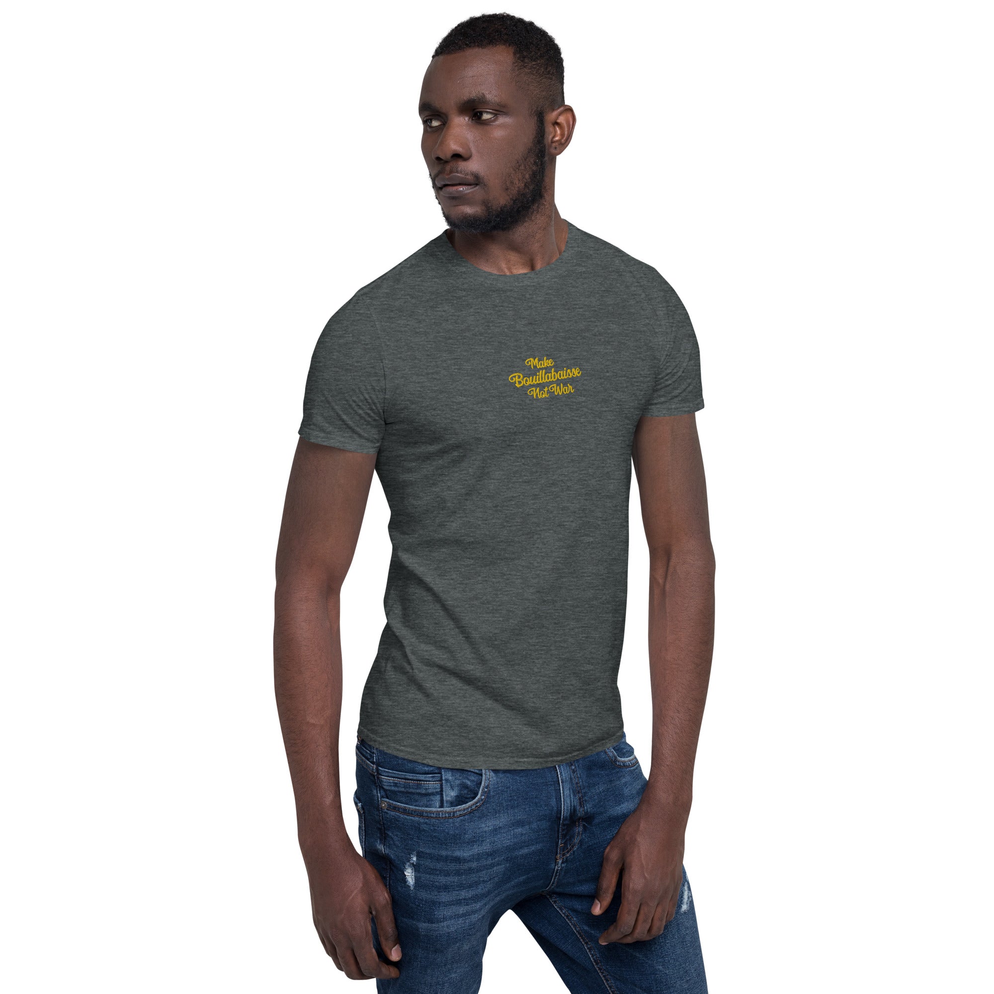 T-shirt softstyle en coton Make Bouillabaisse Not War brodé