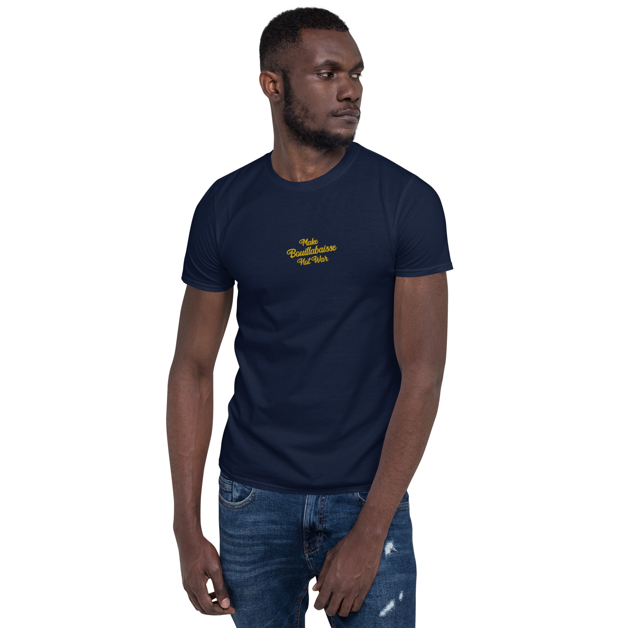 T-shirt softstyle en coton Make Bouillabaisse Not War brodé