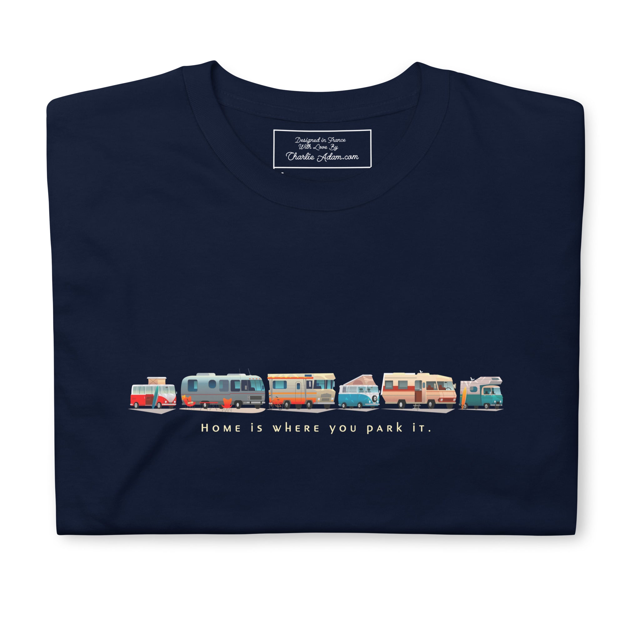 T-shirt softstyle en coton Vintage Campers: Home is where you park it sur couleurs foncées