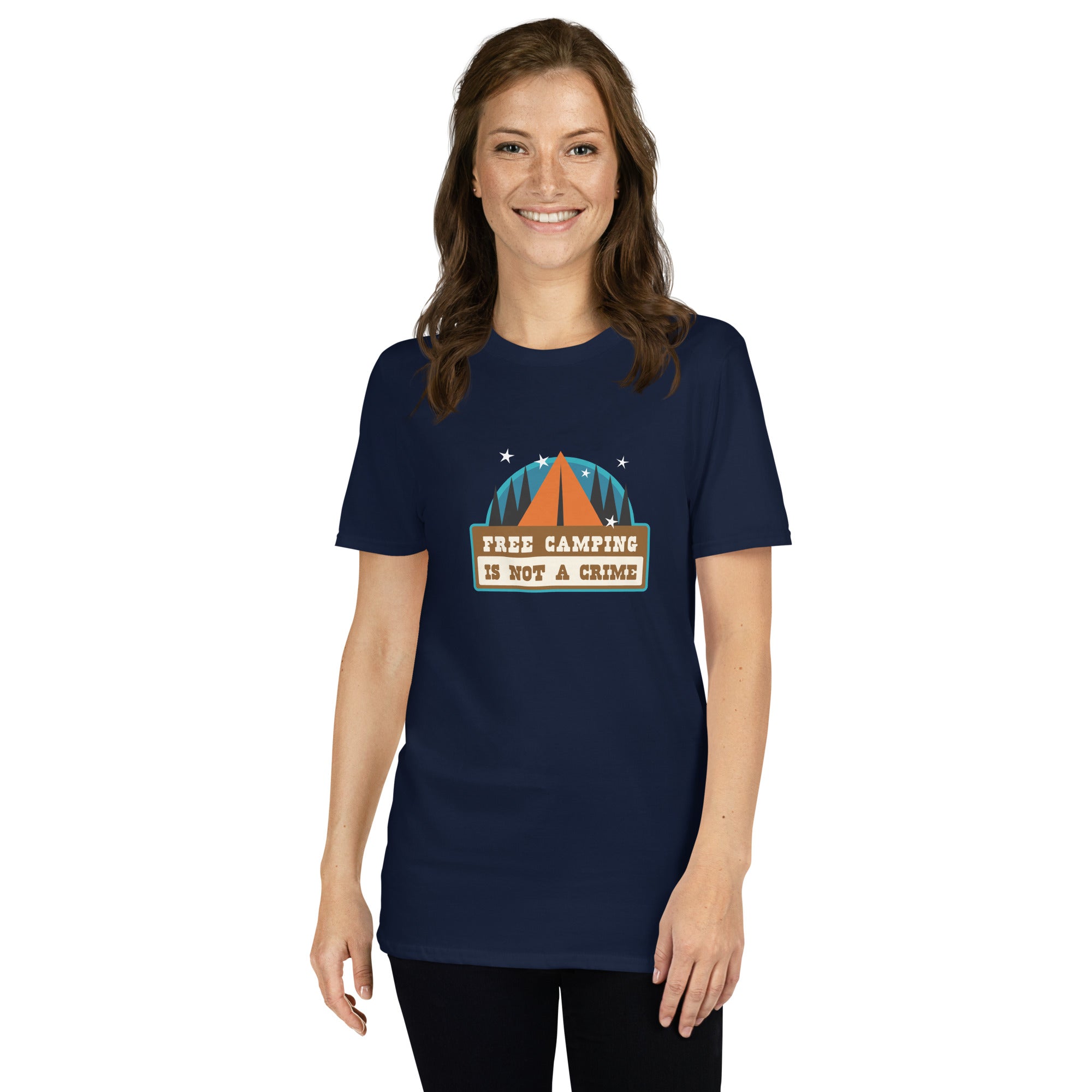 Softstyle Cotton T-Shirt Free camping is not a crime graphic