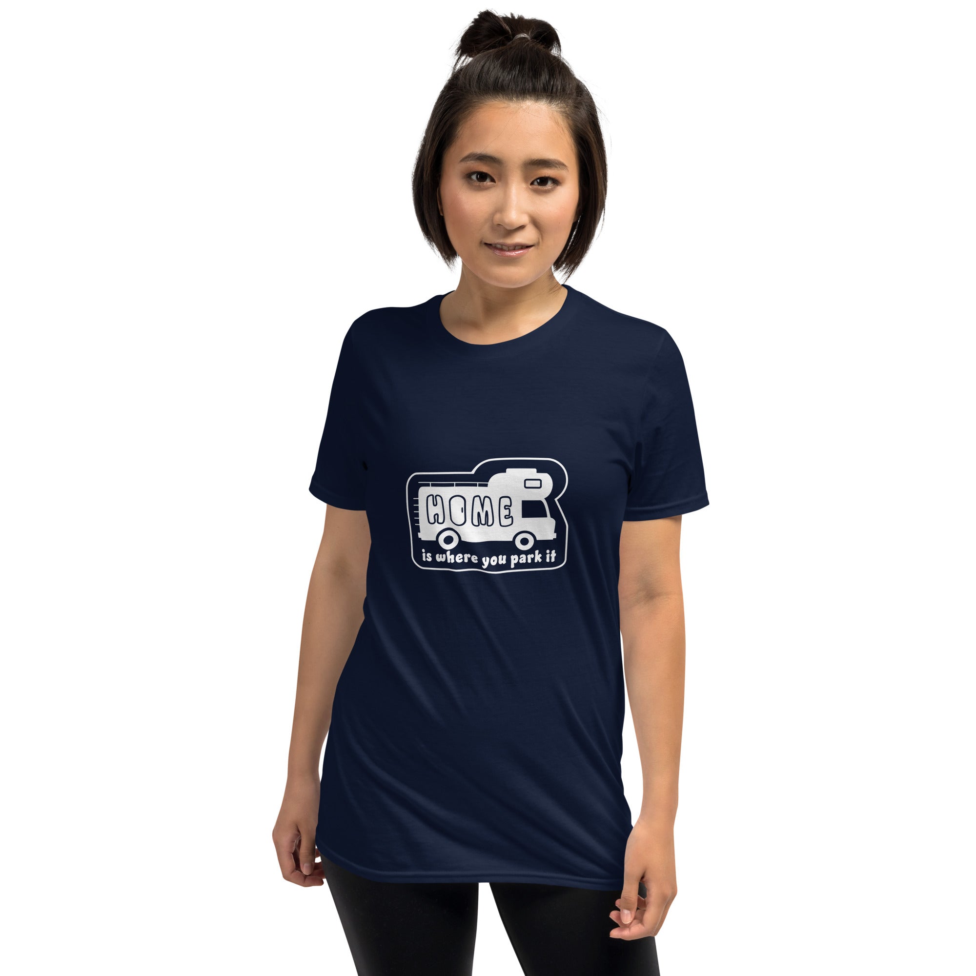 T-shirt softstyle en coton White Camper Van Home is where you park it