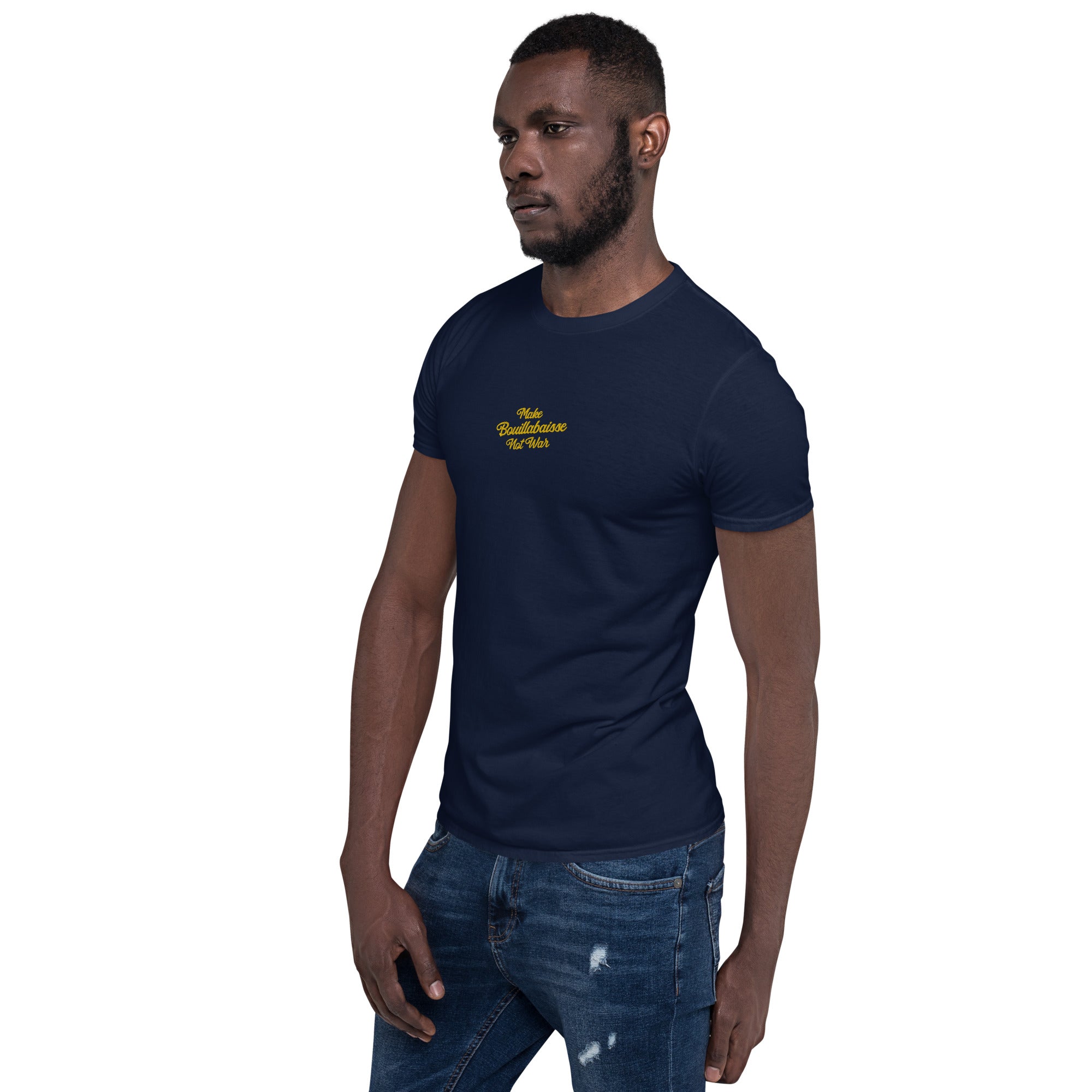 T-shirt softstyle en coton Make Bouillabaisse Not War brodé