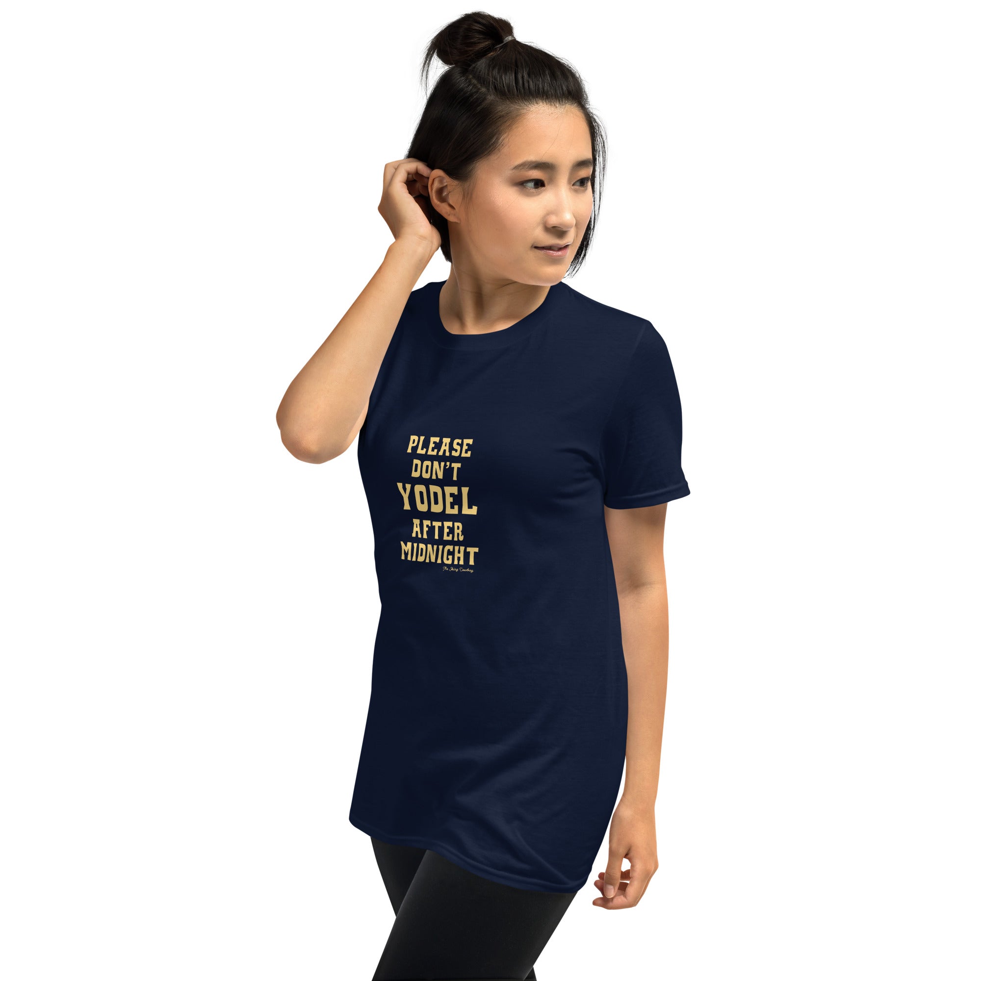 Softstyle Cotton T-Shirt Don't Yodel After Midnight on dark colors