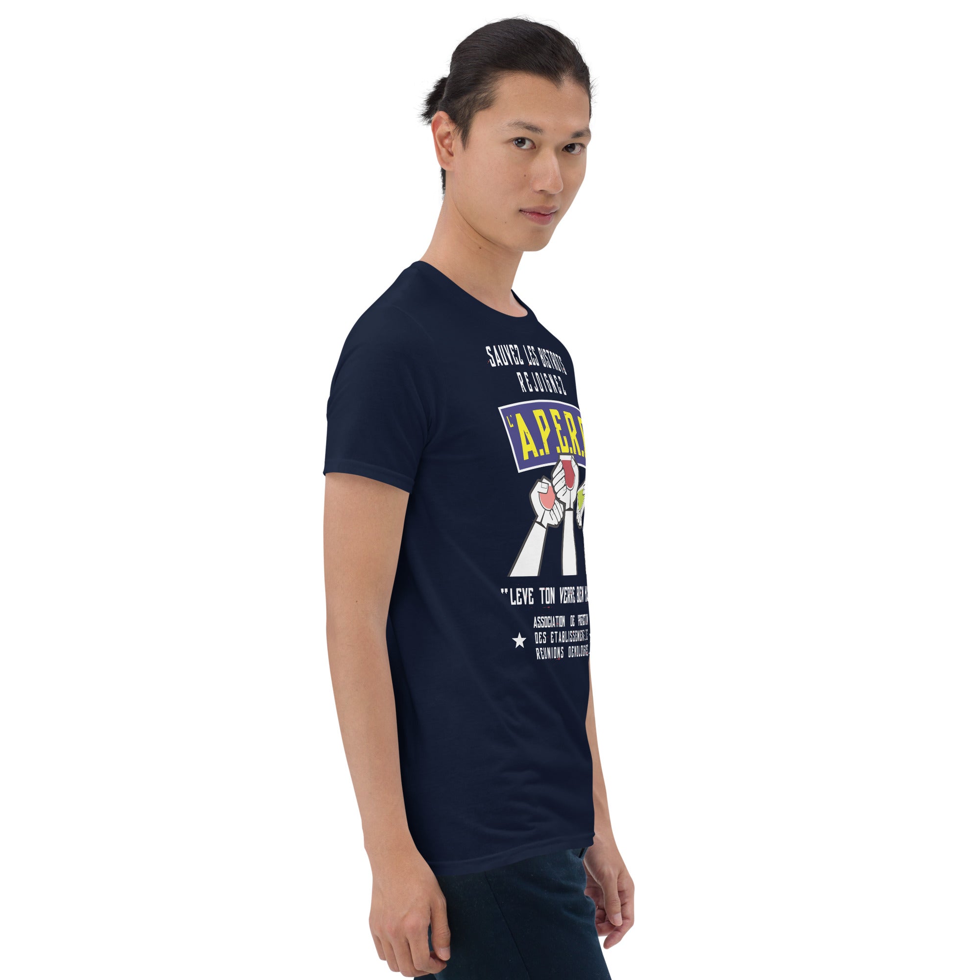 T-shirt softstyle en coton Sauvez les Bistrots, rejoignez l'Apéro sur couleurs foncées
