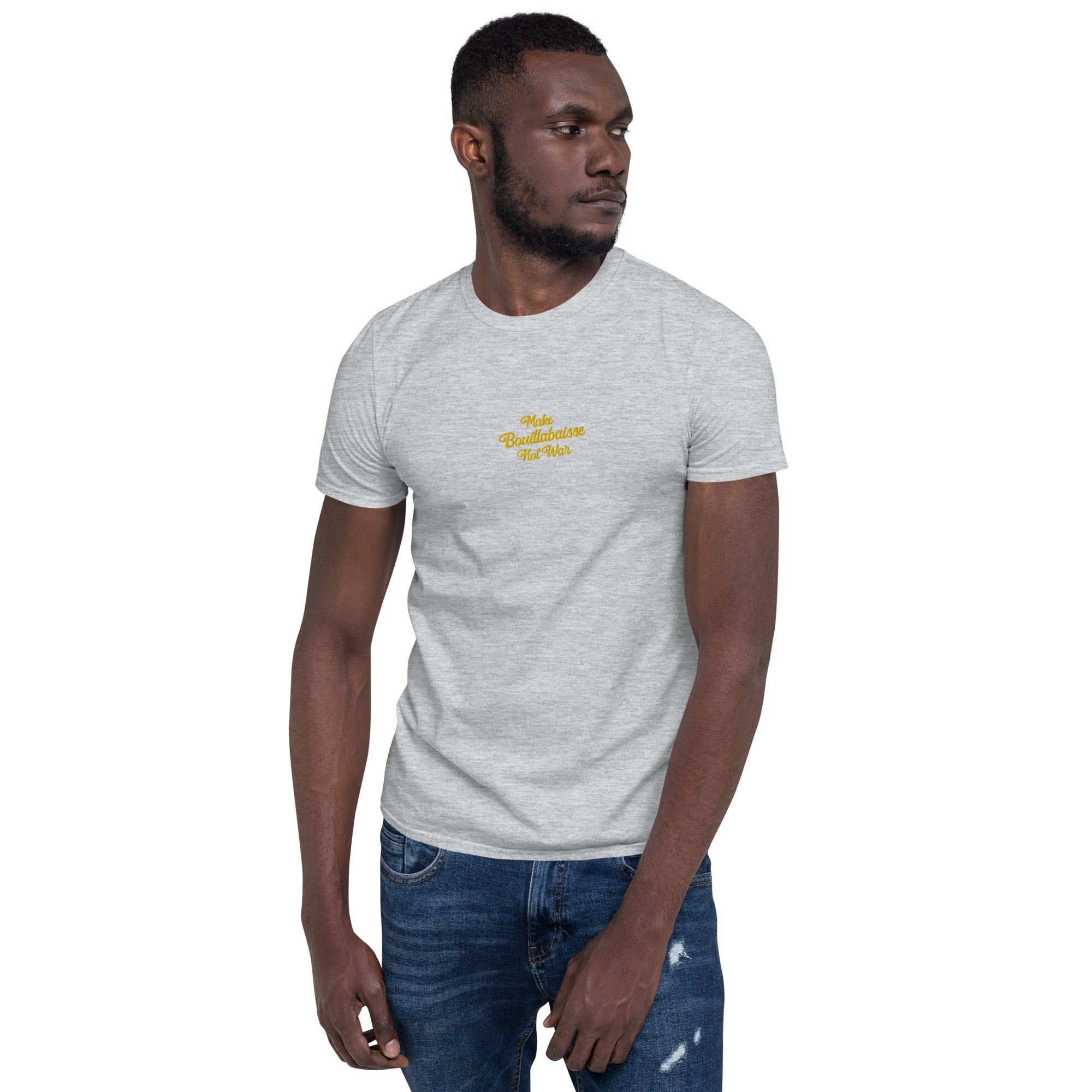 T-shirt softstyle en coton Make Bouillabaisse Not War brodé