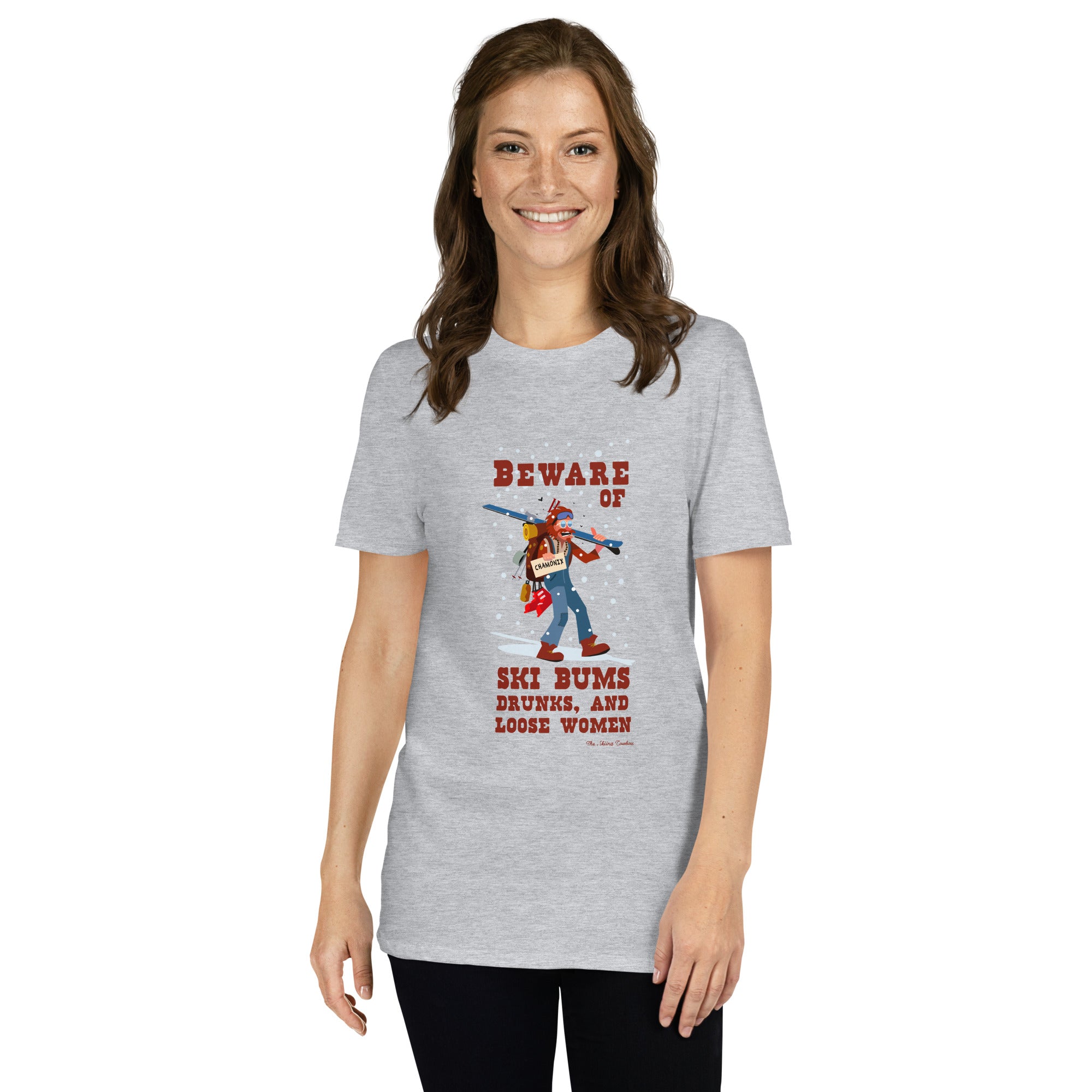 T-shirt softstyle en coton Beware of ski bums, drunks and loose women