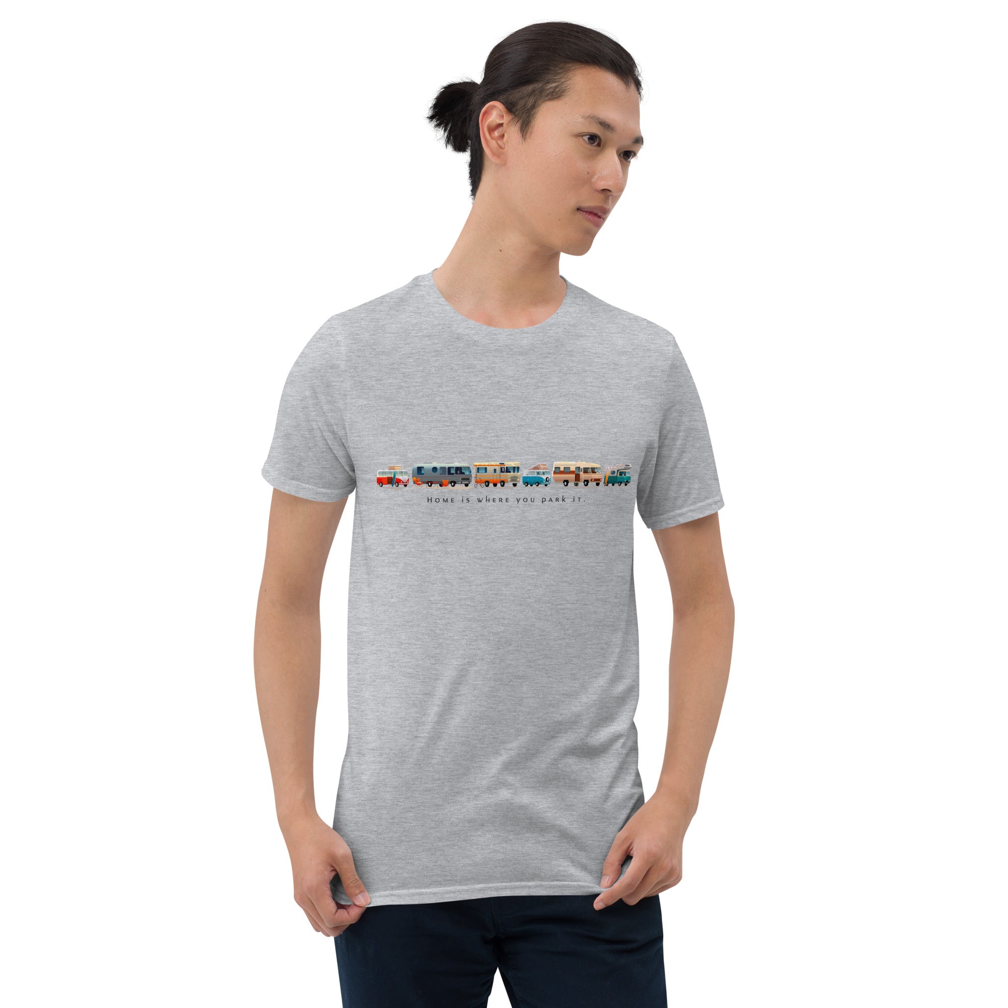 Softstyle Cotton T-Shirt Vintage Campers: Home is where you park it on light colors