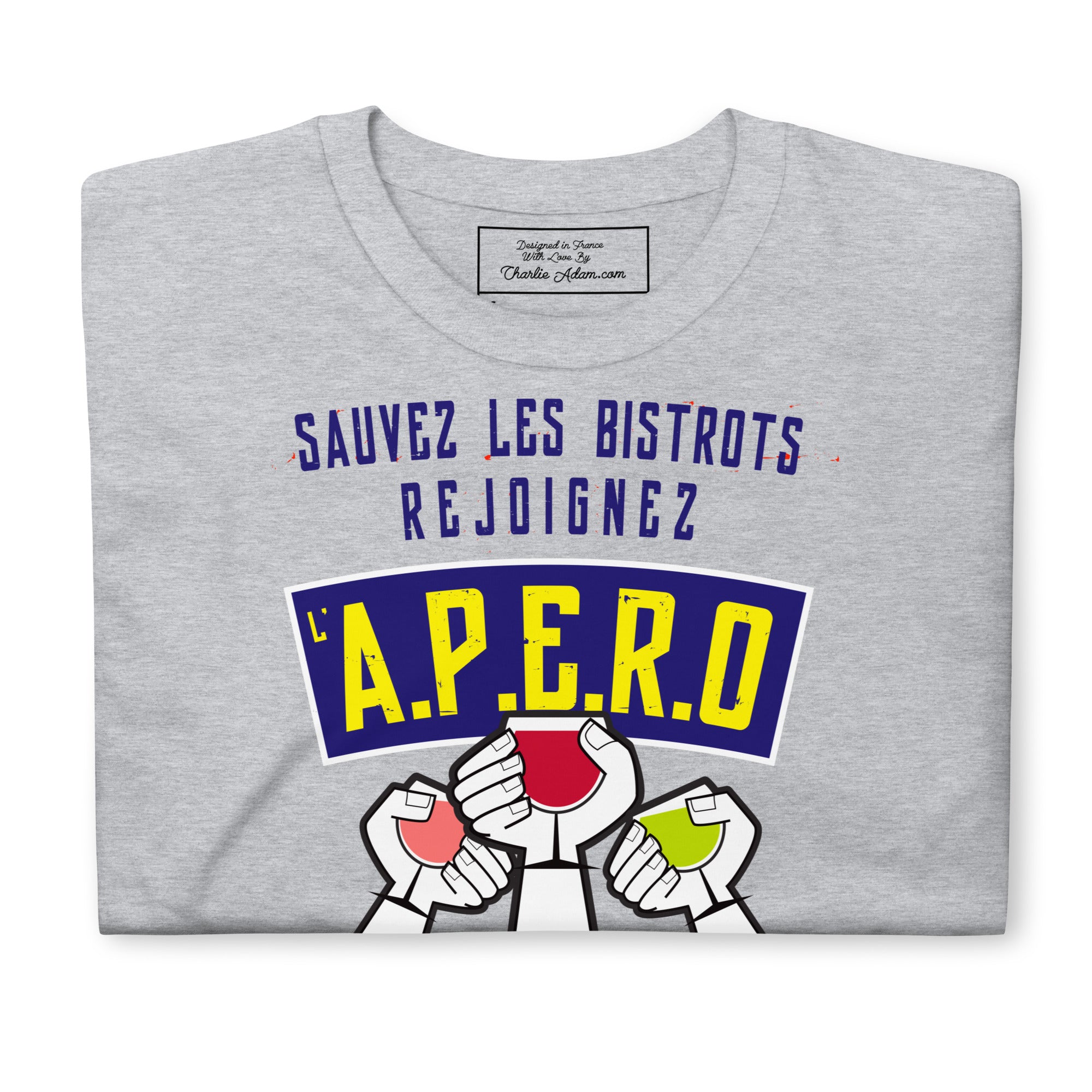 T-shirt softstyle en coton Sauvez les Bistrots, rejoignez l'Apéro sur couleurs claires